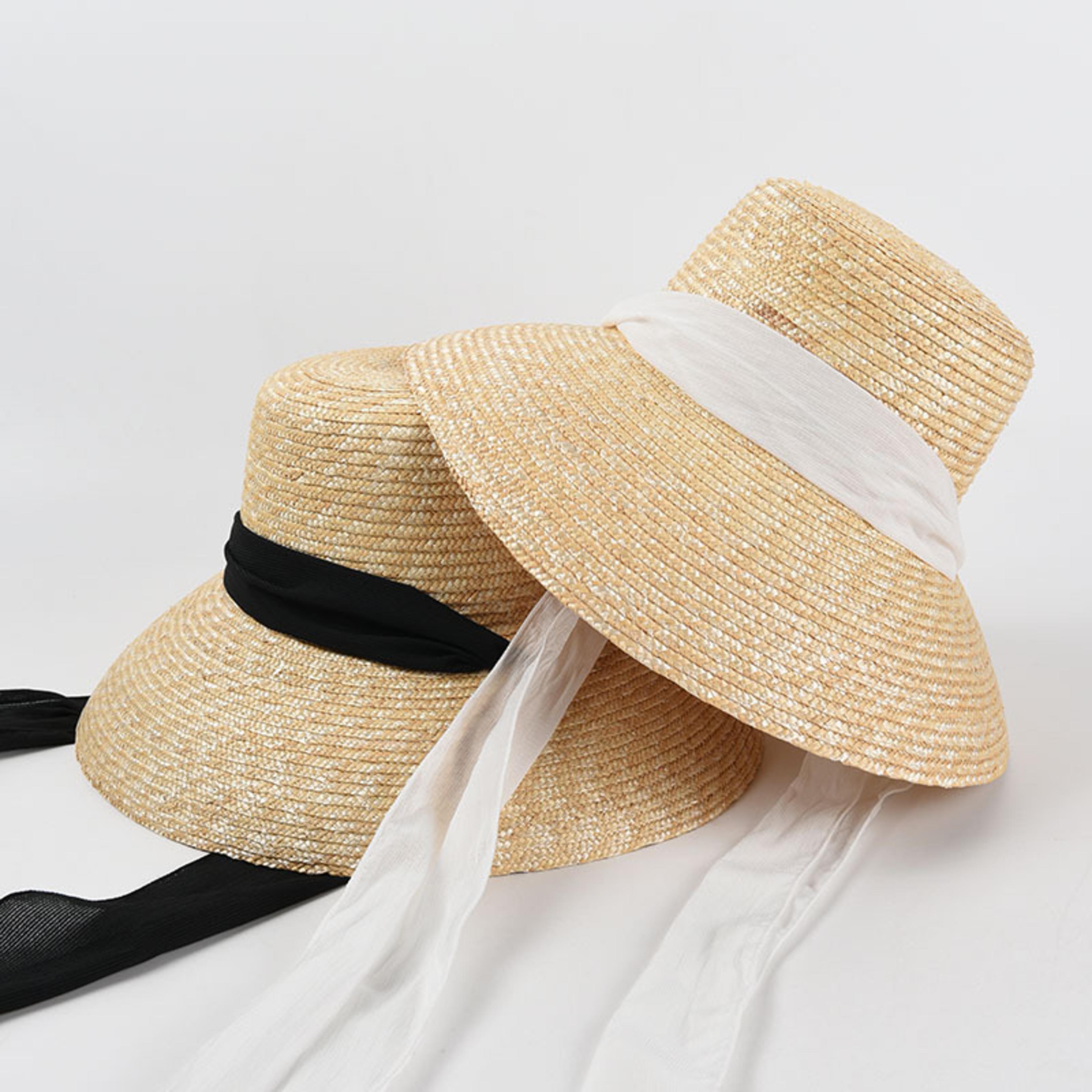 aurawide women's wide brim straw sun hat - uv protection boater beach hat