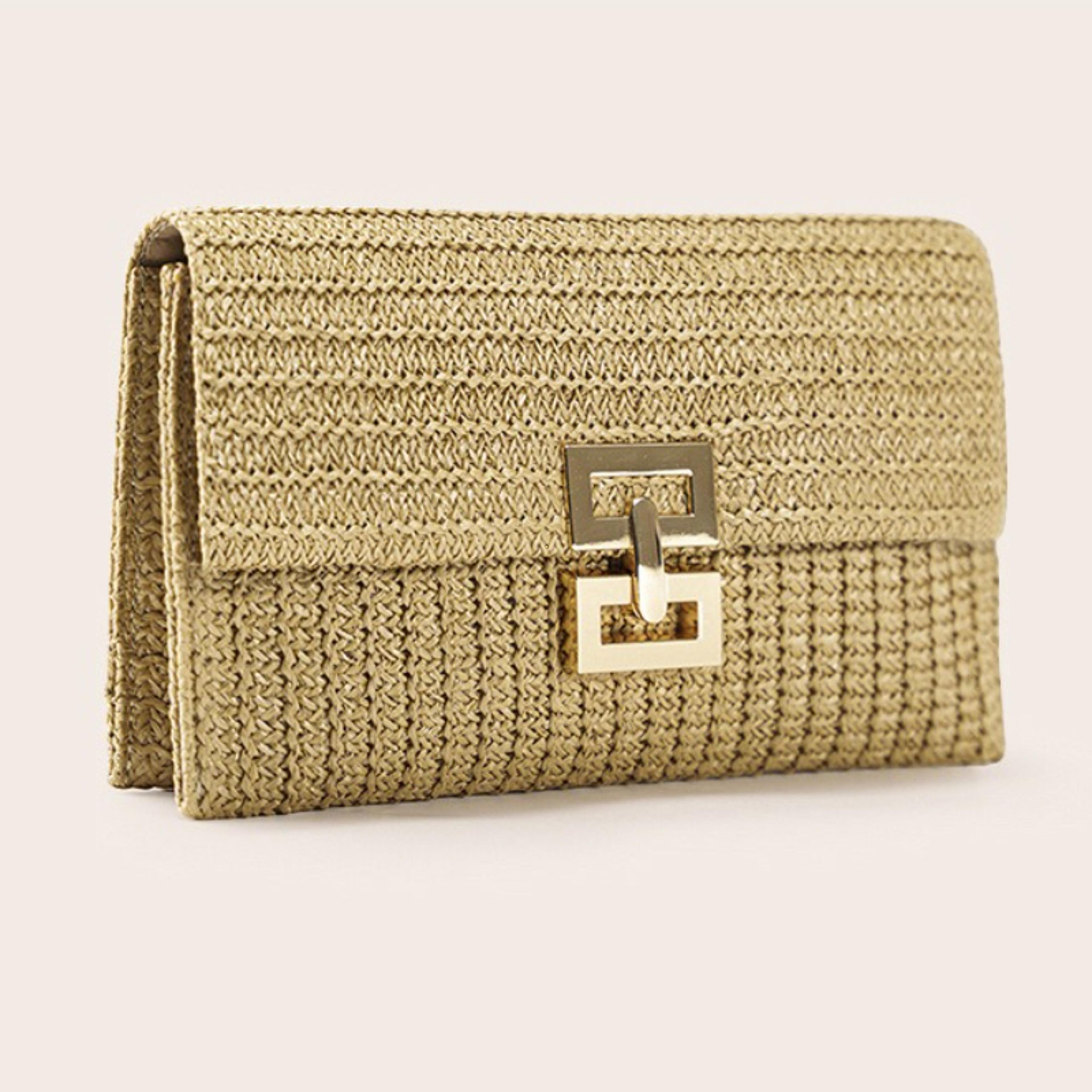 summer elegance raffia crochet beach clutch and evening handbag