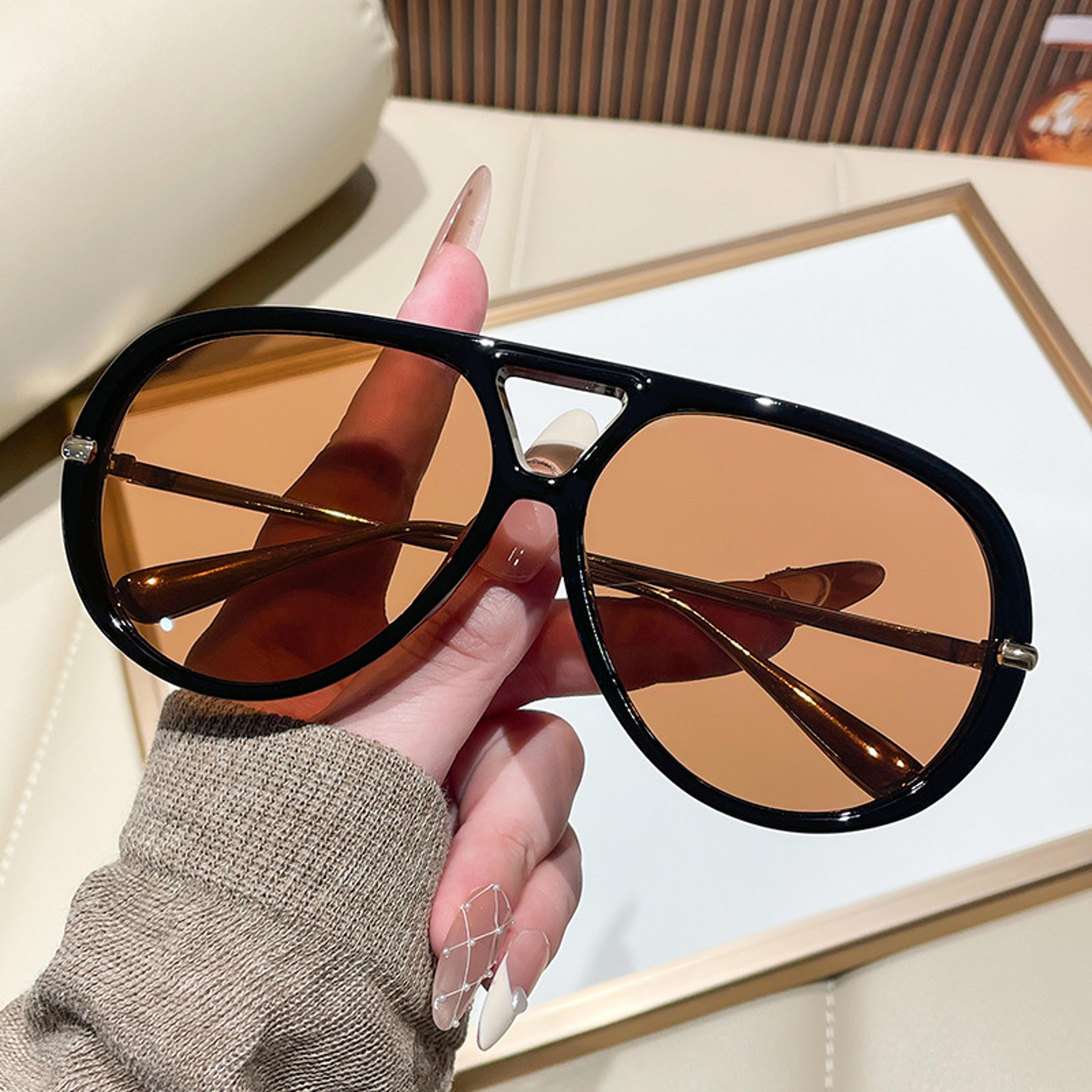 luxora oversized vintage pilot sunglasses with double bridge style