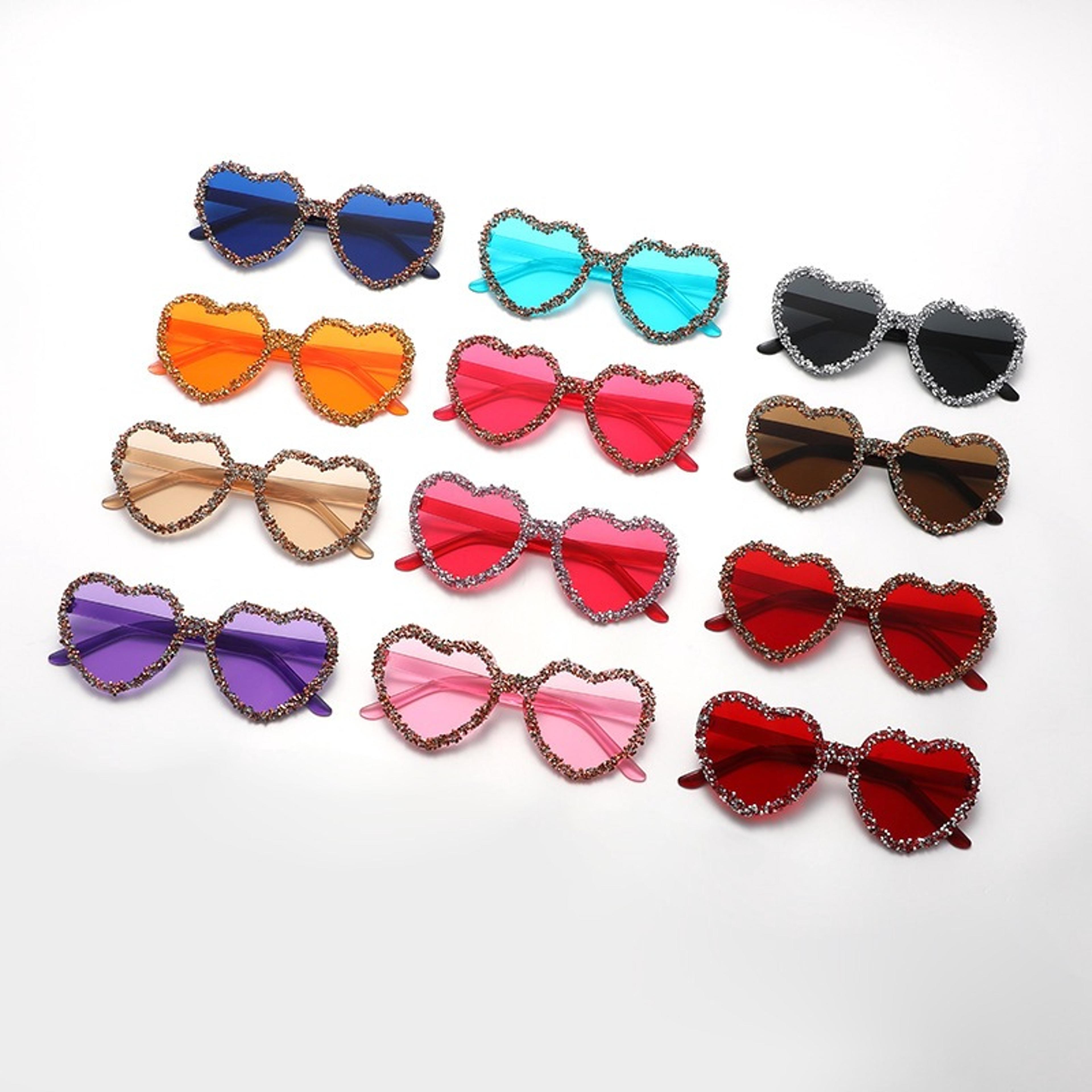 scarlet aura heart shaped frameless rhinestone sunglasses