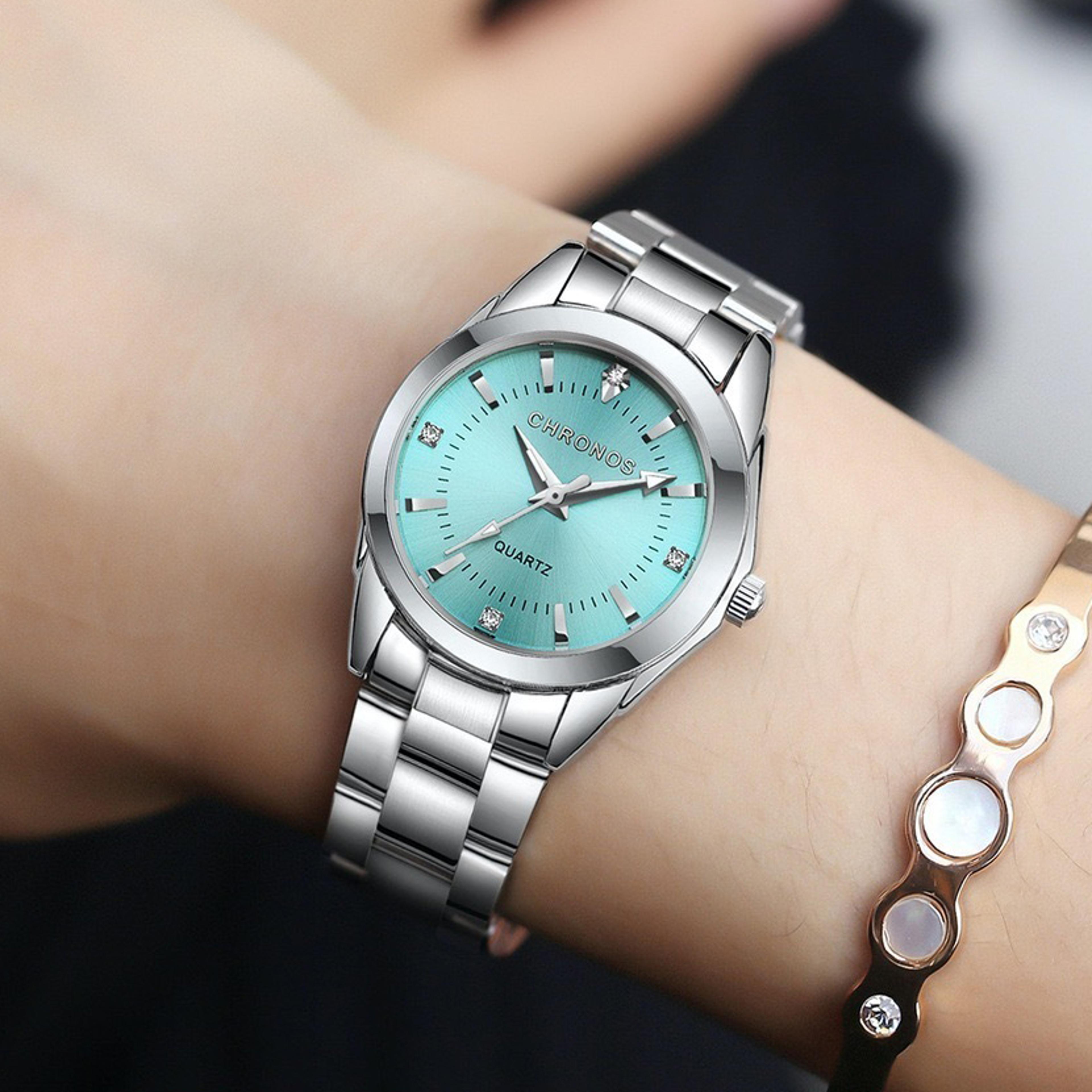 chronos luxury ladies wristwatch elegant stainless steel quartz dress watch