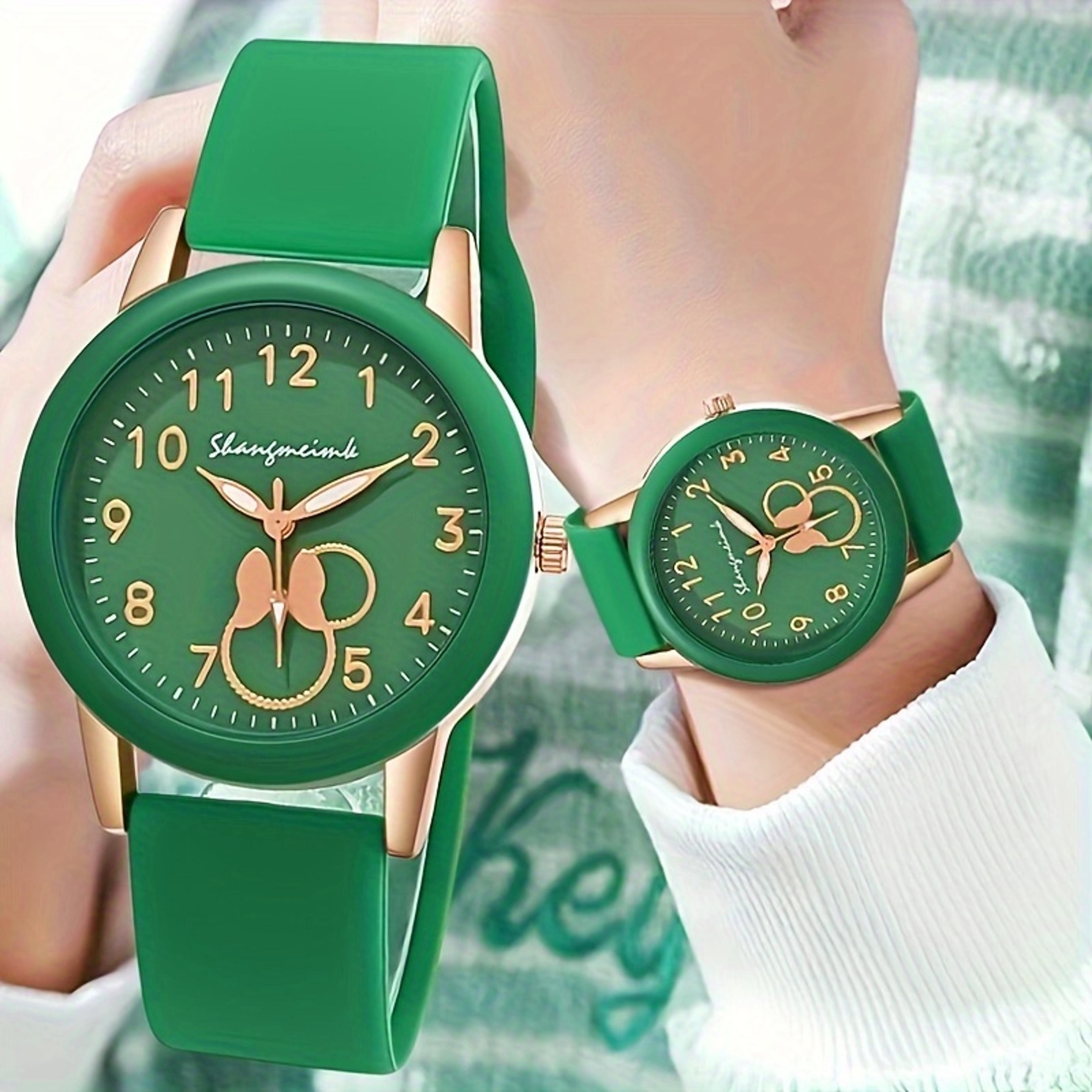chic candy color women quartz watch with soft silicone band - minimalist analog wrist watch