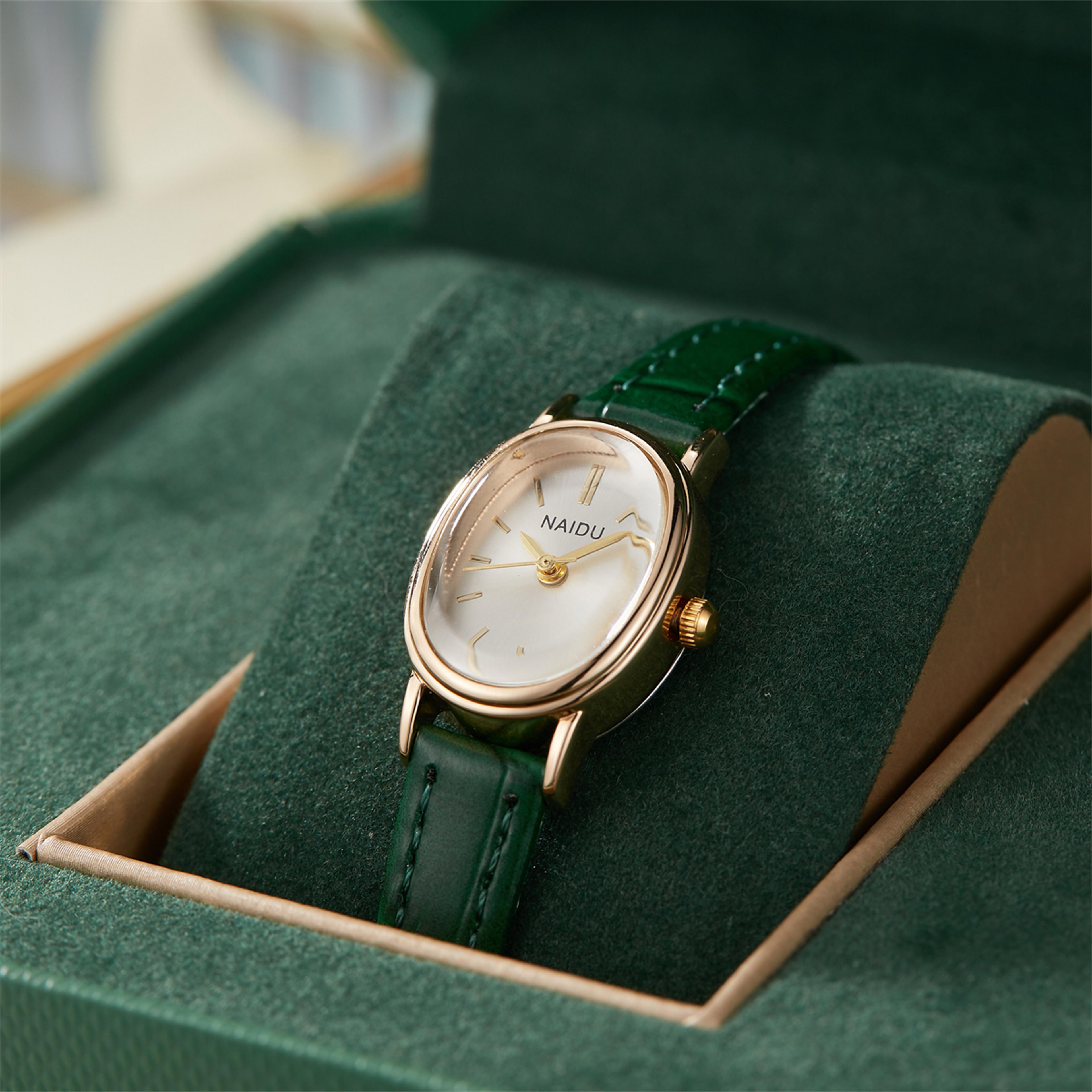 timeless elegance: minimalist oval watch for women with slim leather strap