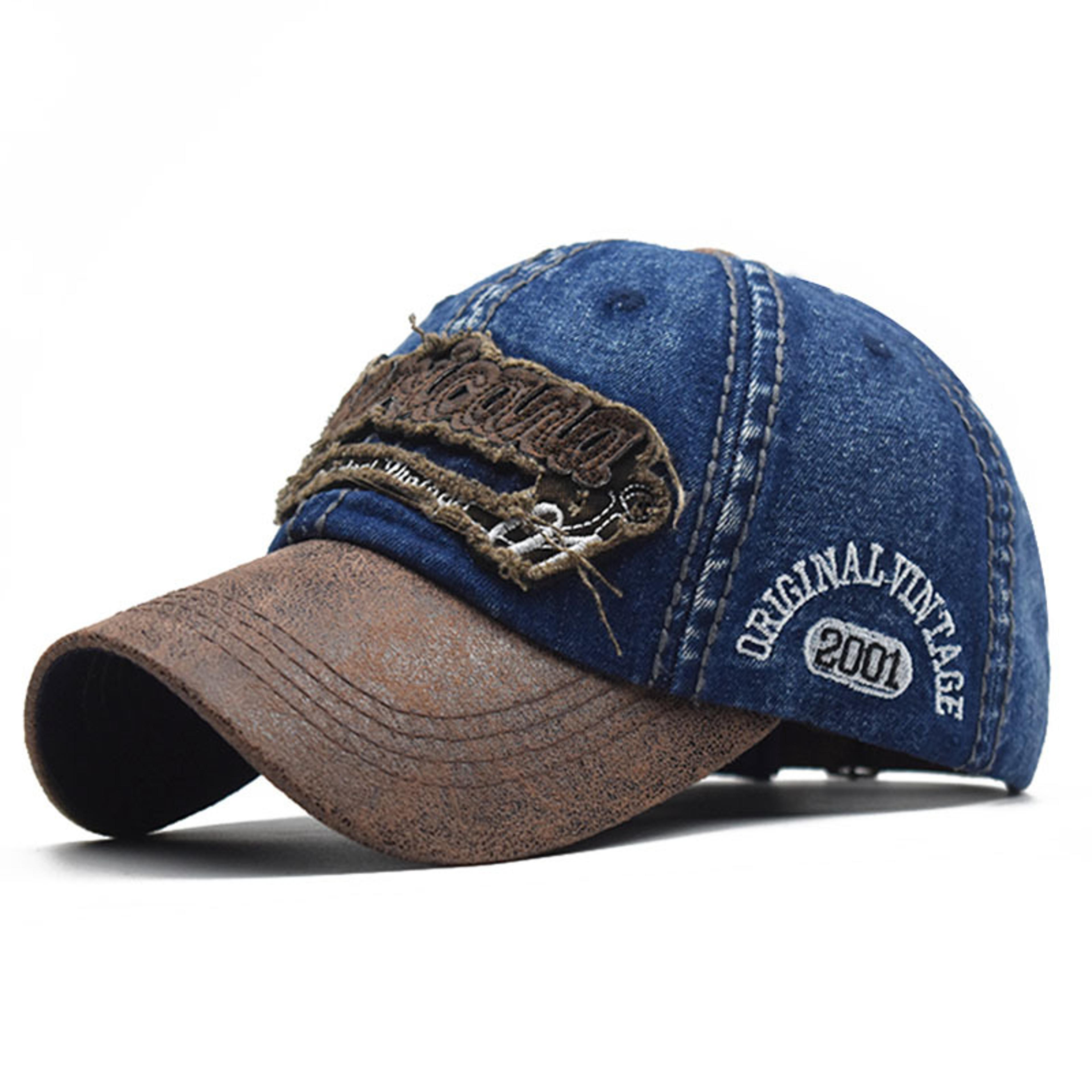 adjustable denim baseball cap - men's fashion embroidered cotton snapback hip hop hat