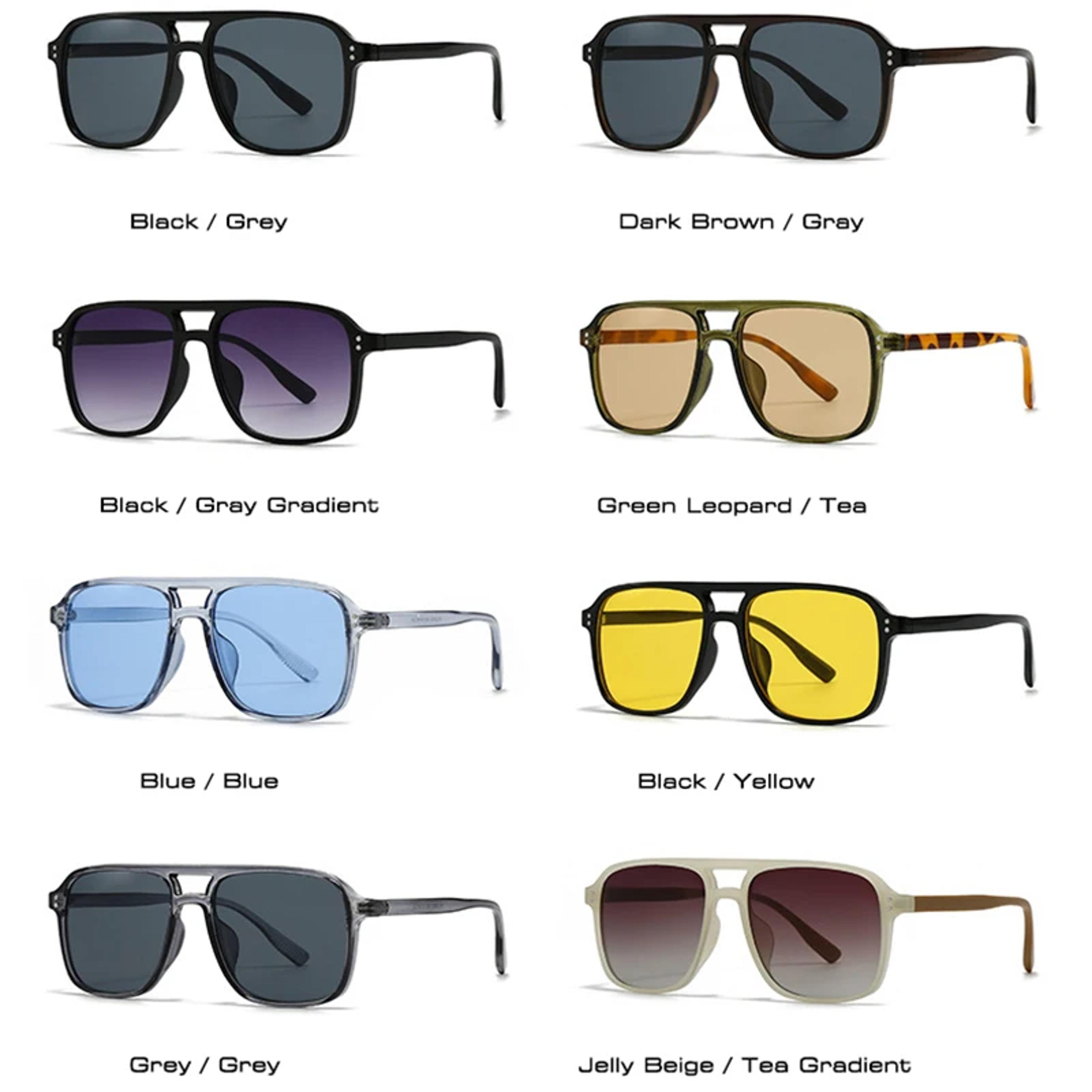double bridge square sunglasses - retro gradient shades with rivet accents