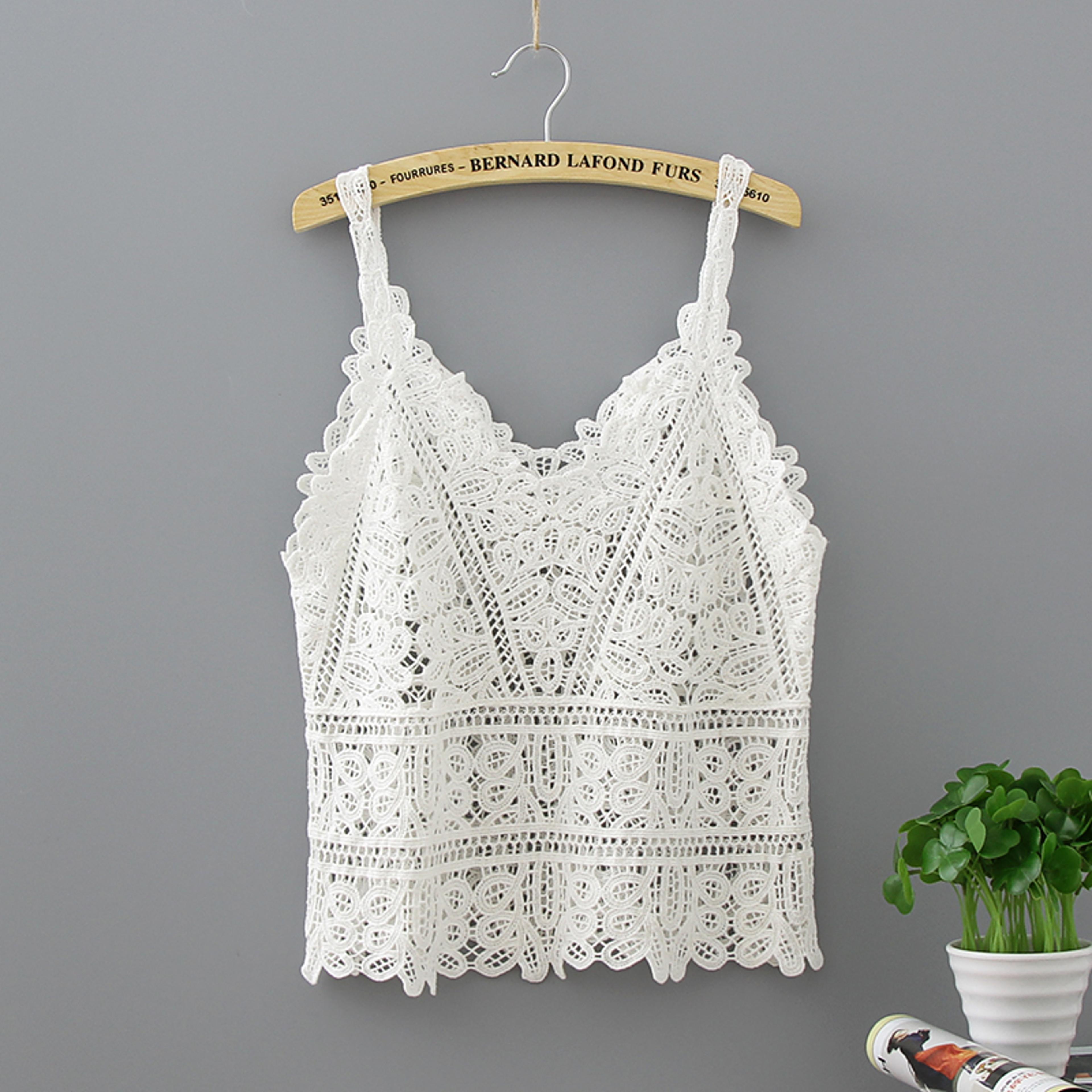 boho chic cotton crochet tank top vintage backless knit crop vest