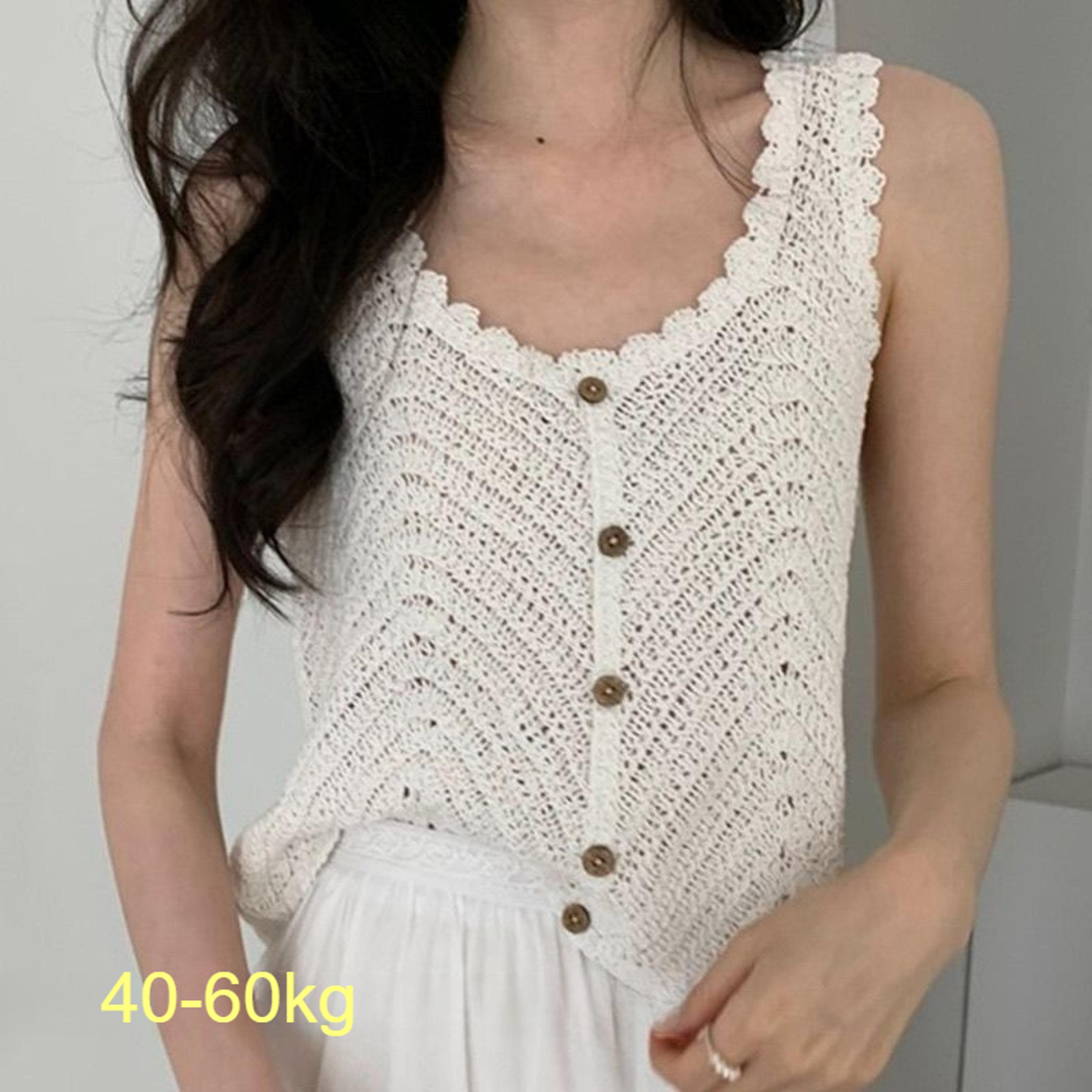 french crochet knitted tank top - hollow out backless beach crop camisole