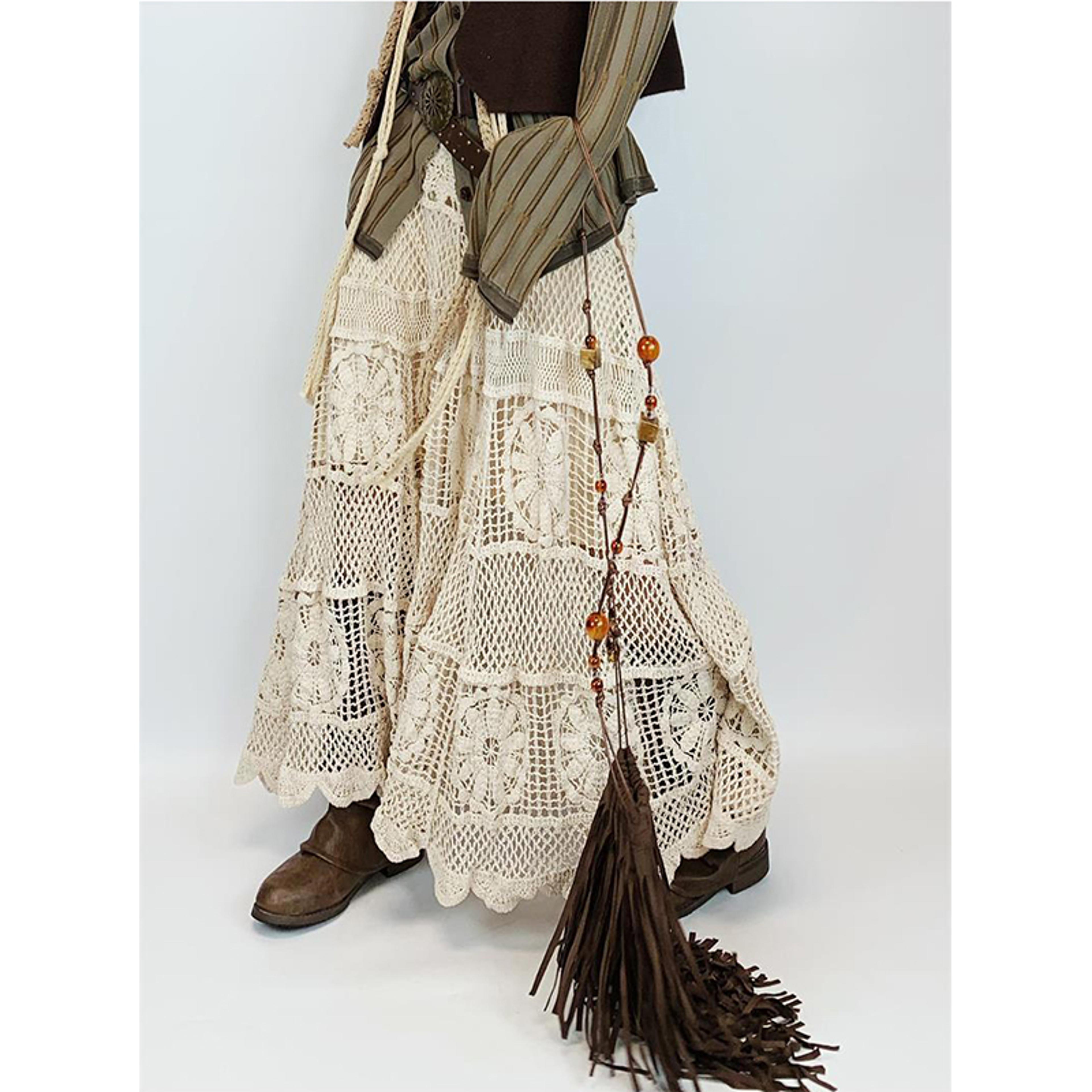 aura crochet high waist boho maxi skirt