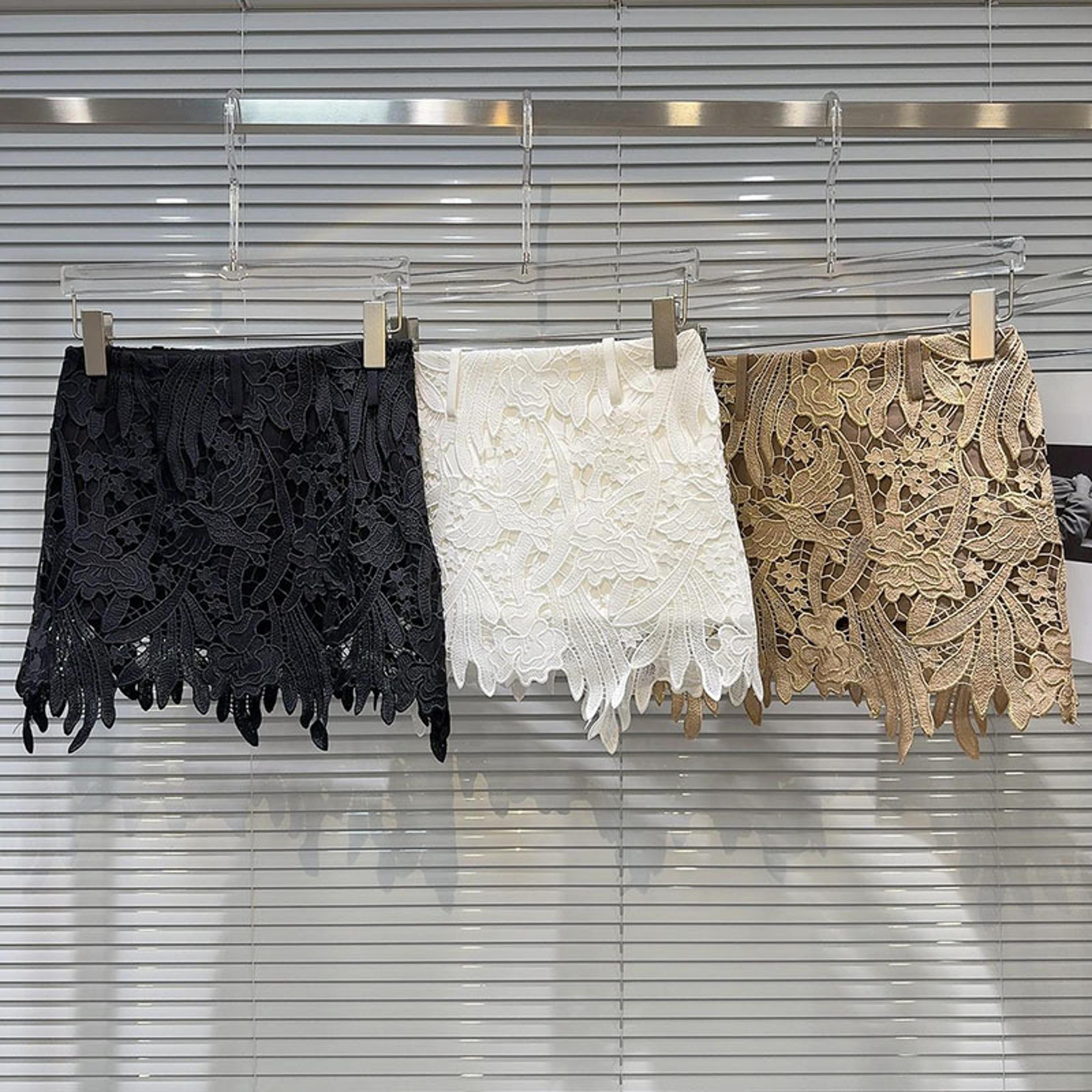 elegance hollow out lace mini skirt floral a line spring fashion for women