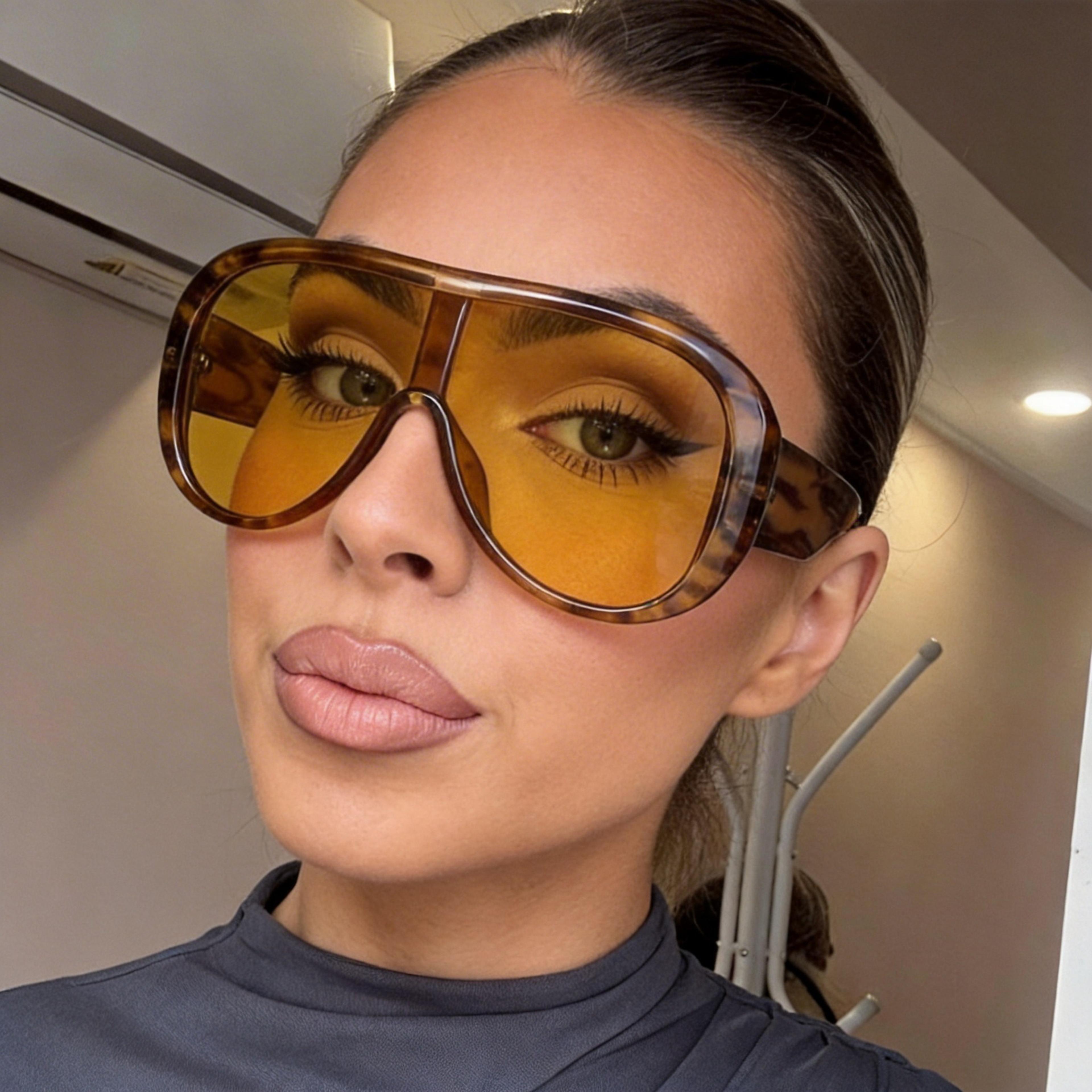 oversized pilot sunglasses luxury gradient one piece fashion shades for women