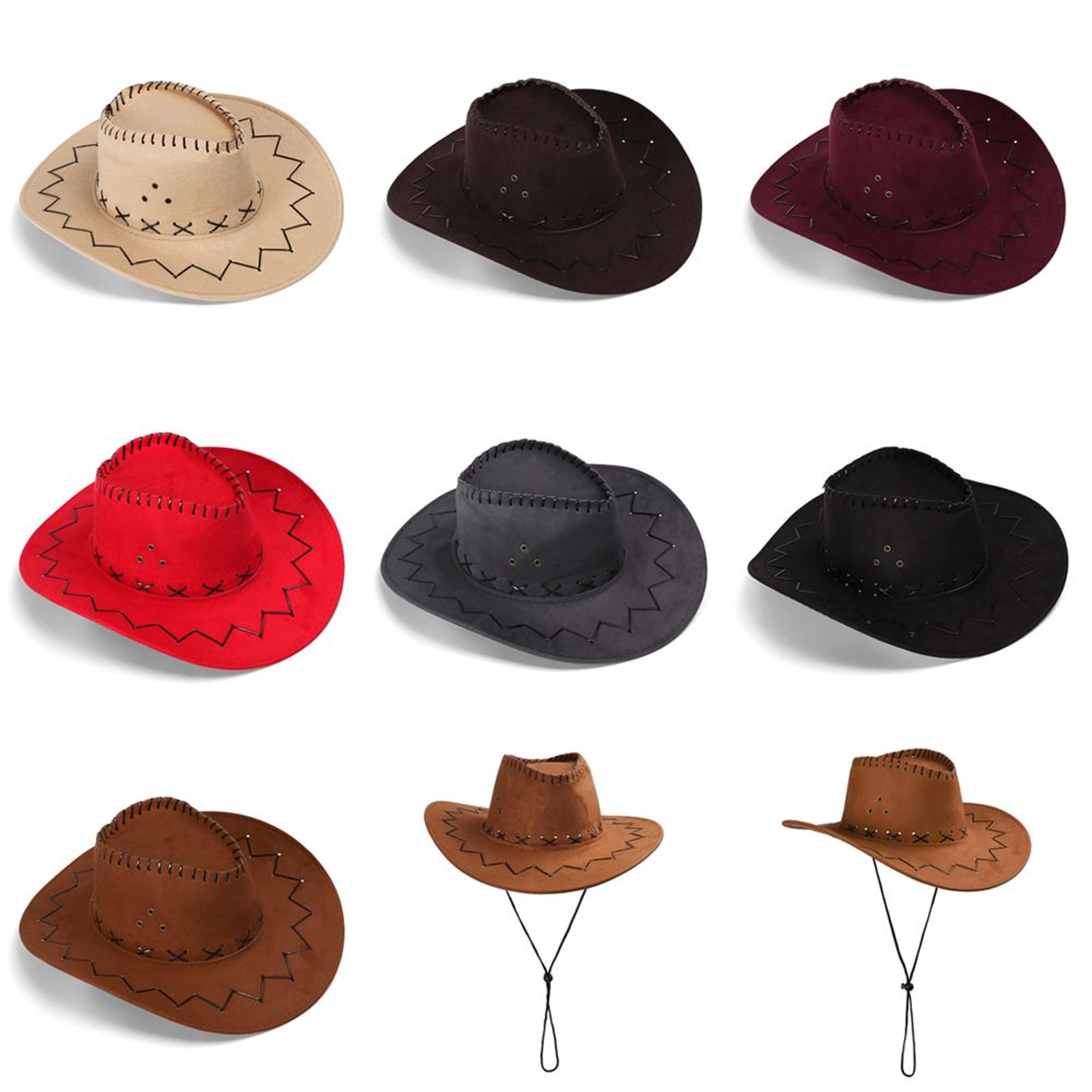 unisex western suede cowboy hat - classic faux suede cowgirl party cap