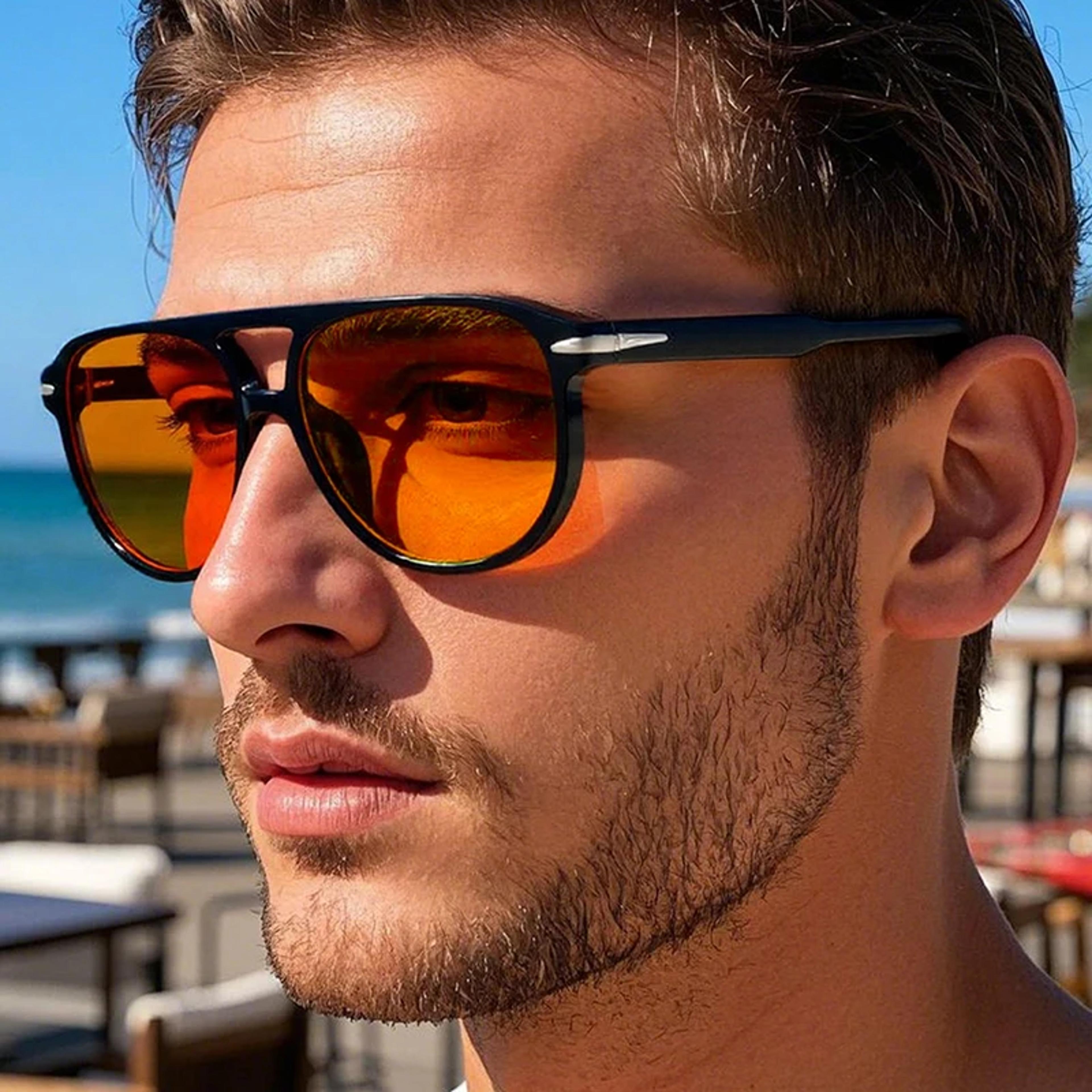 retro pilot sunglasses - luxury double bridge designer shades for men and women