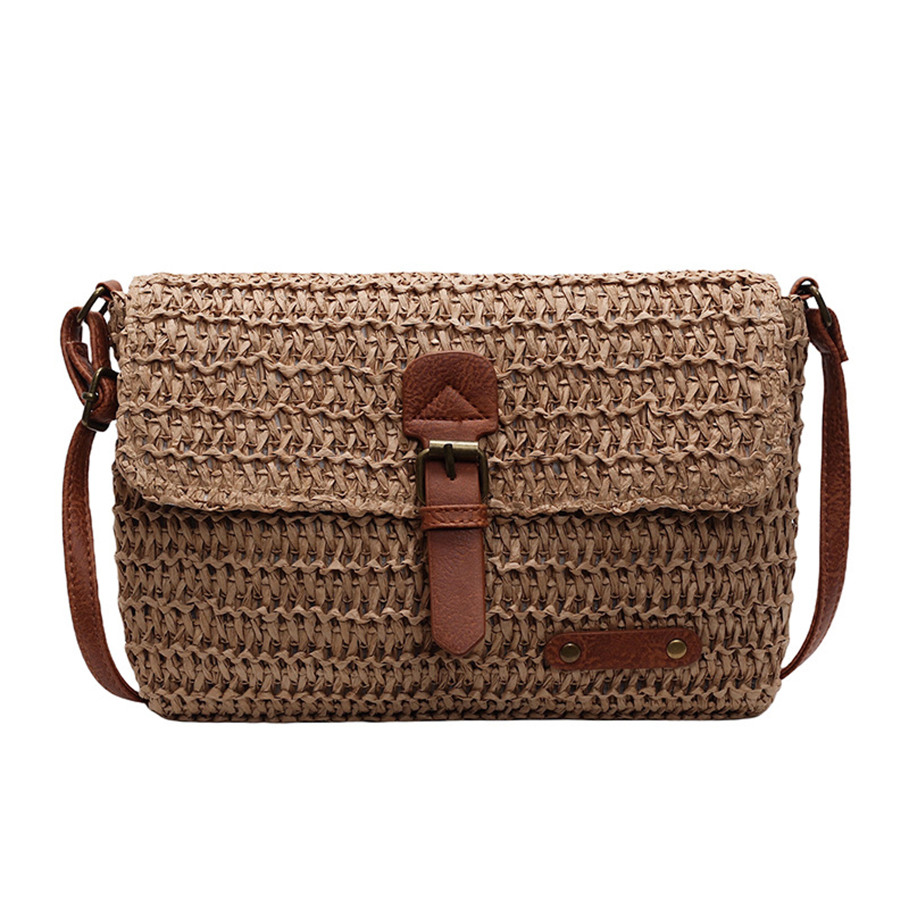 trendy woven summer beach bag lightweight straw crossbody purse for women vacation