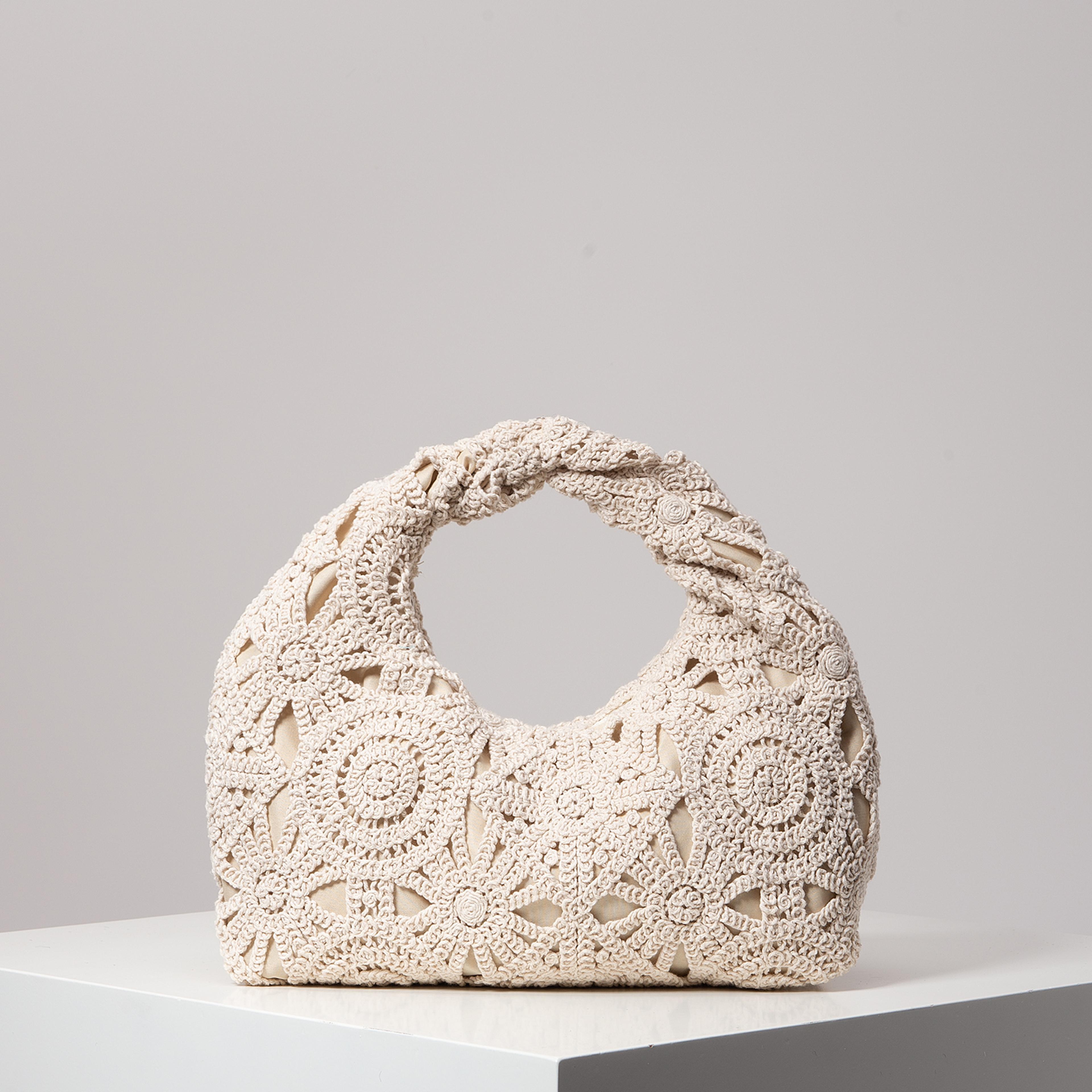 boho beach bag hand-woven crochet tote bag for summer travel