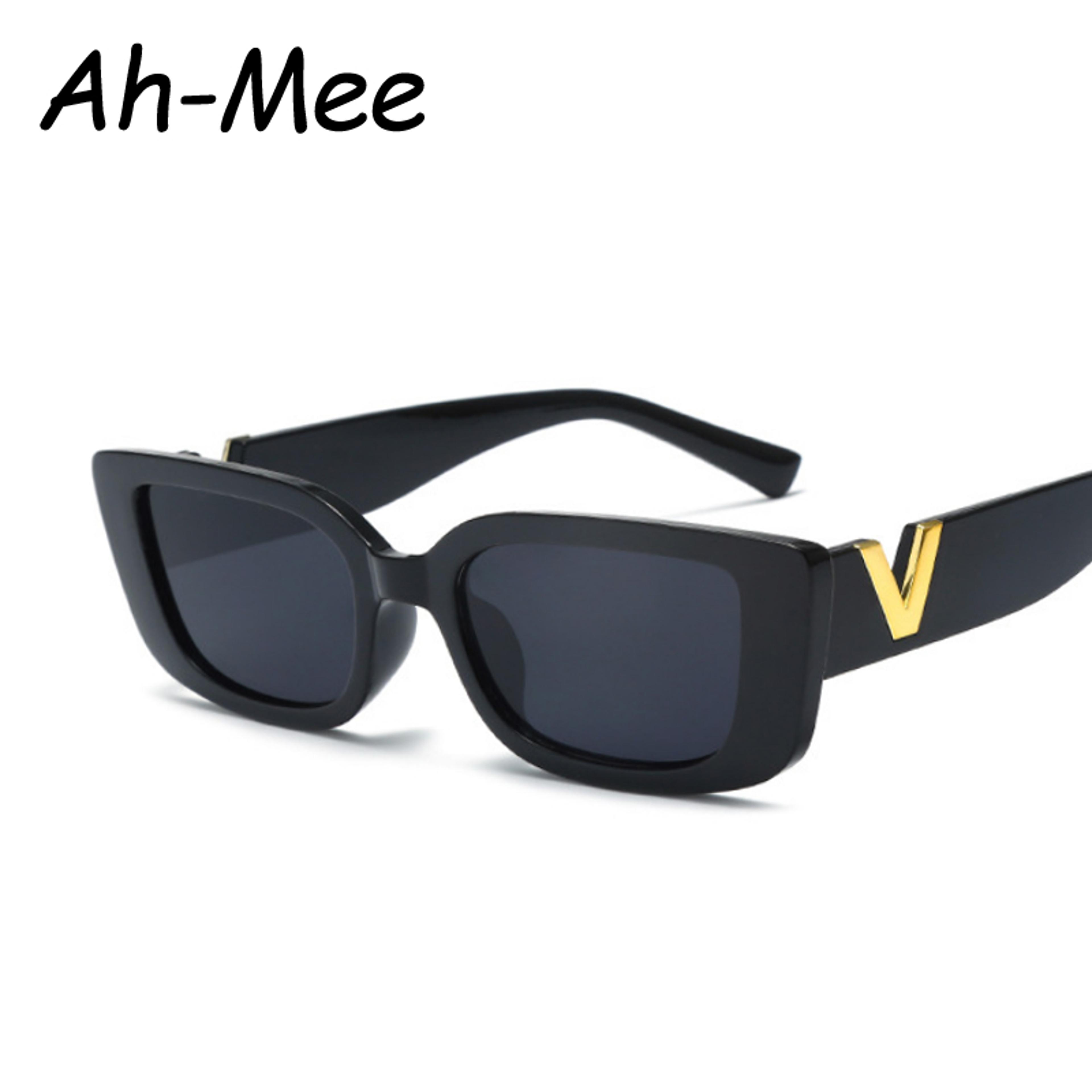 vintage rectangle sunglasses women luxury small frame black square shades