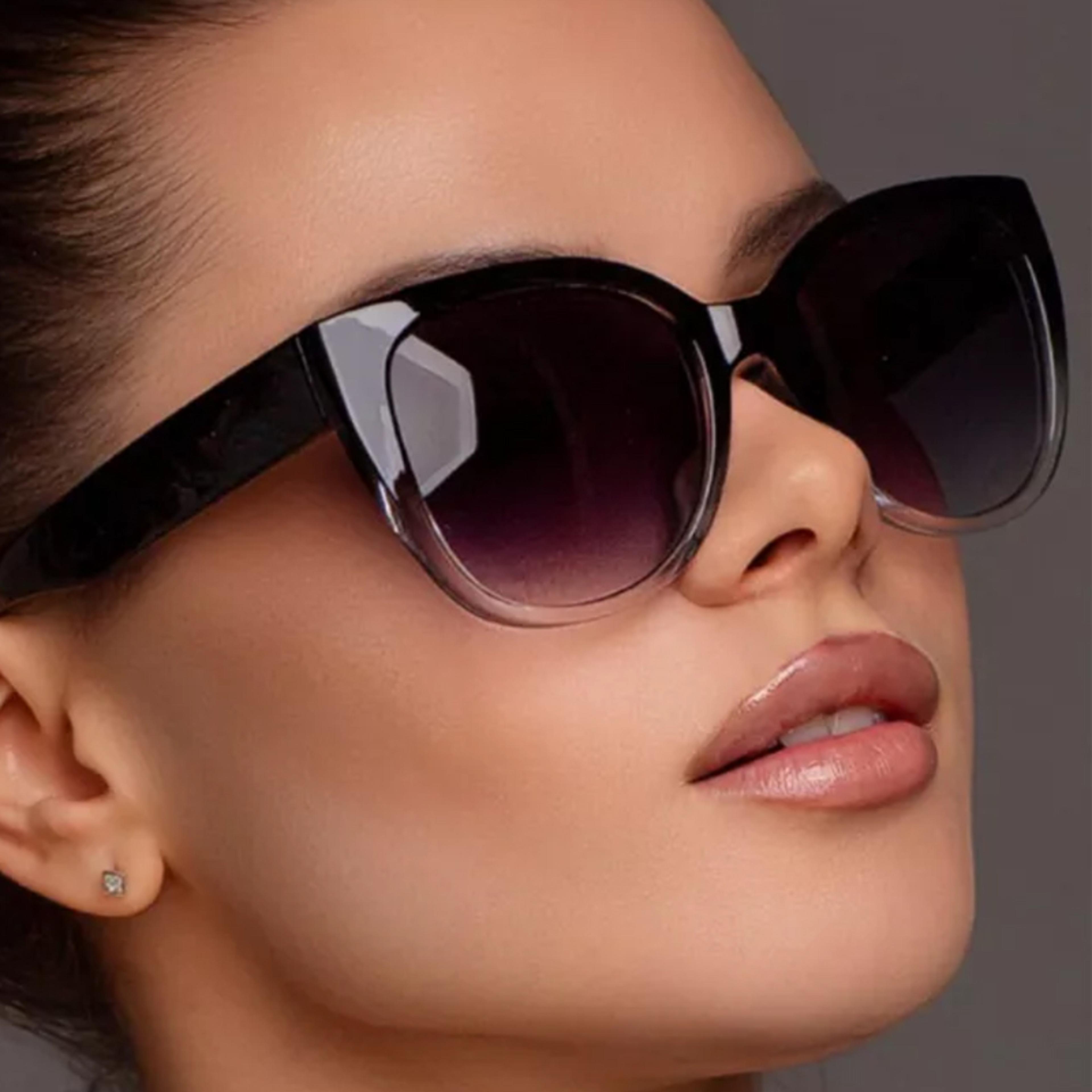 chic wide leg cat eye sunglasses with gradient lens