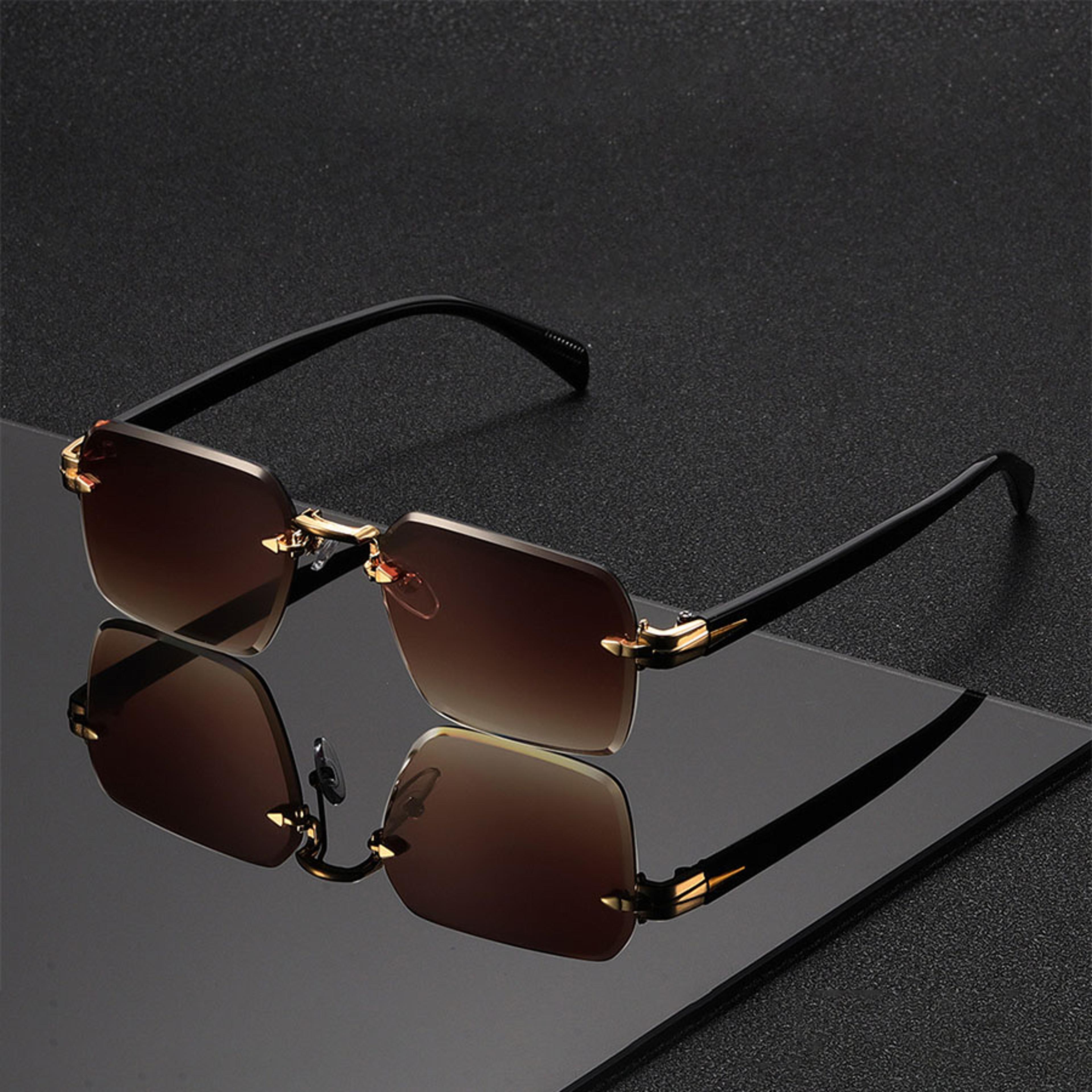 classic unisex frameless sunglasses – trendy rectangle rimless eyewear and holiday costume gift