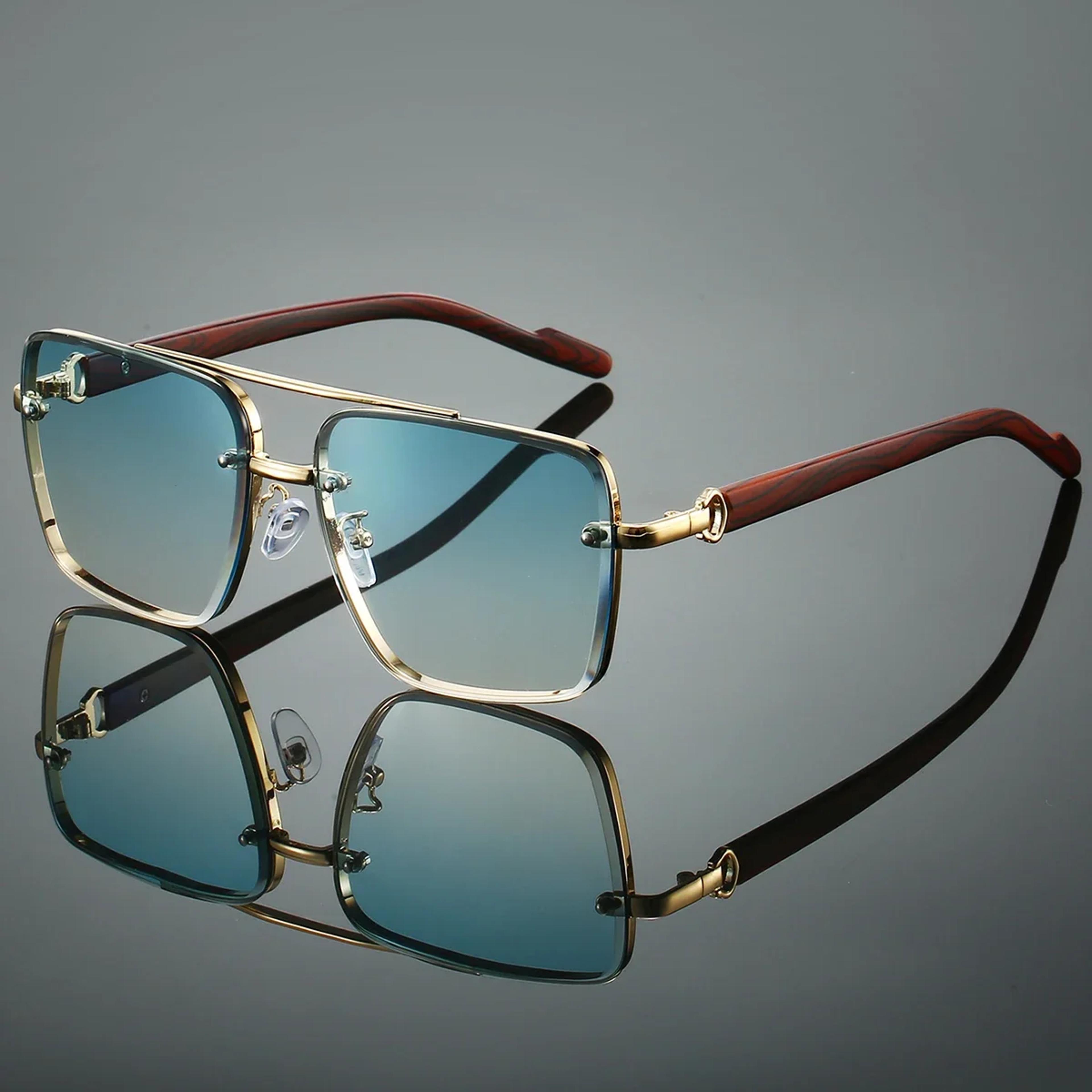 kammpt retro square sunglasses double bridge pilot metal frame shades for women