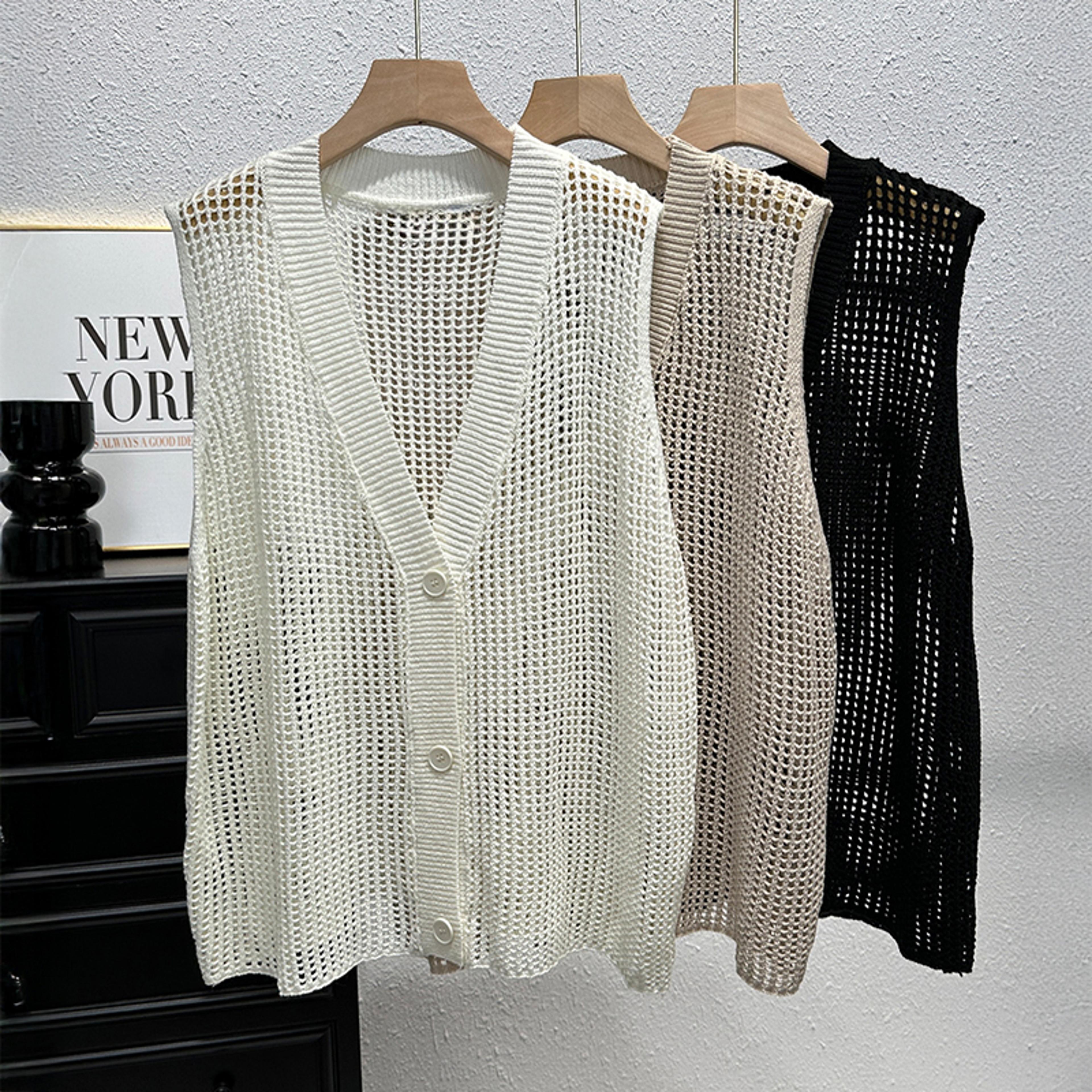 boho crochet vest for women - v-neck openwork summer waistcoat