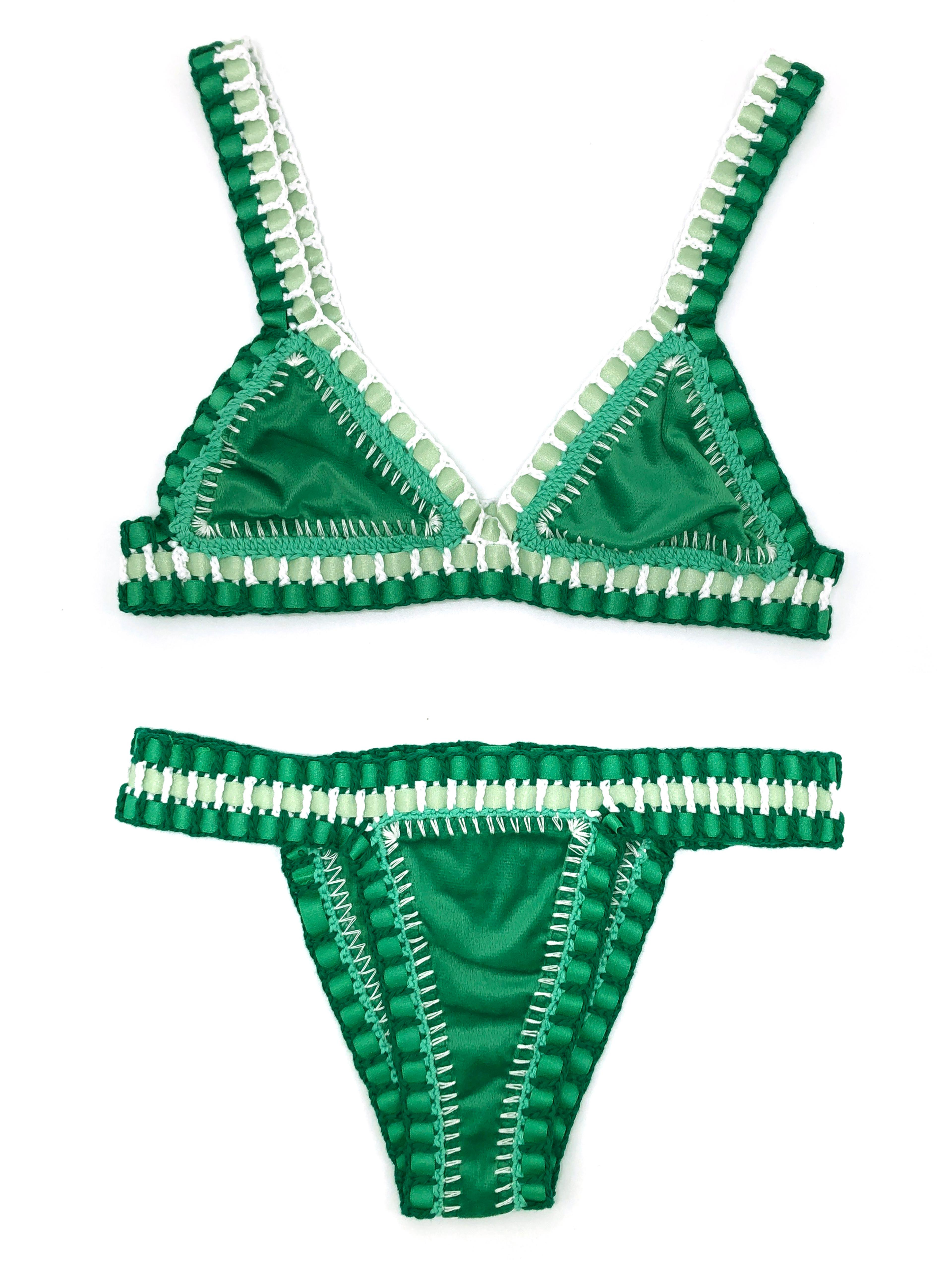 luxury velvet crochet bikini set – handmade triangle bathing suit