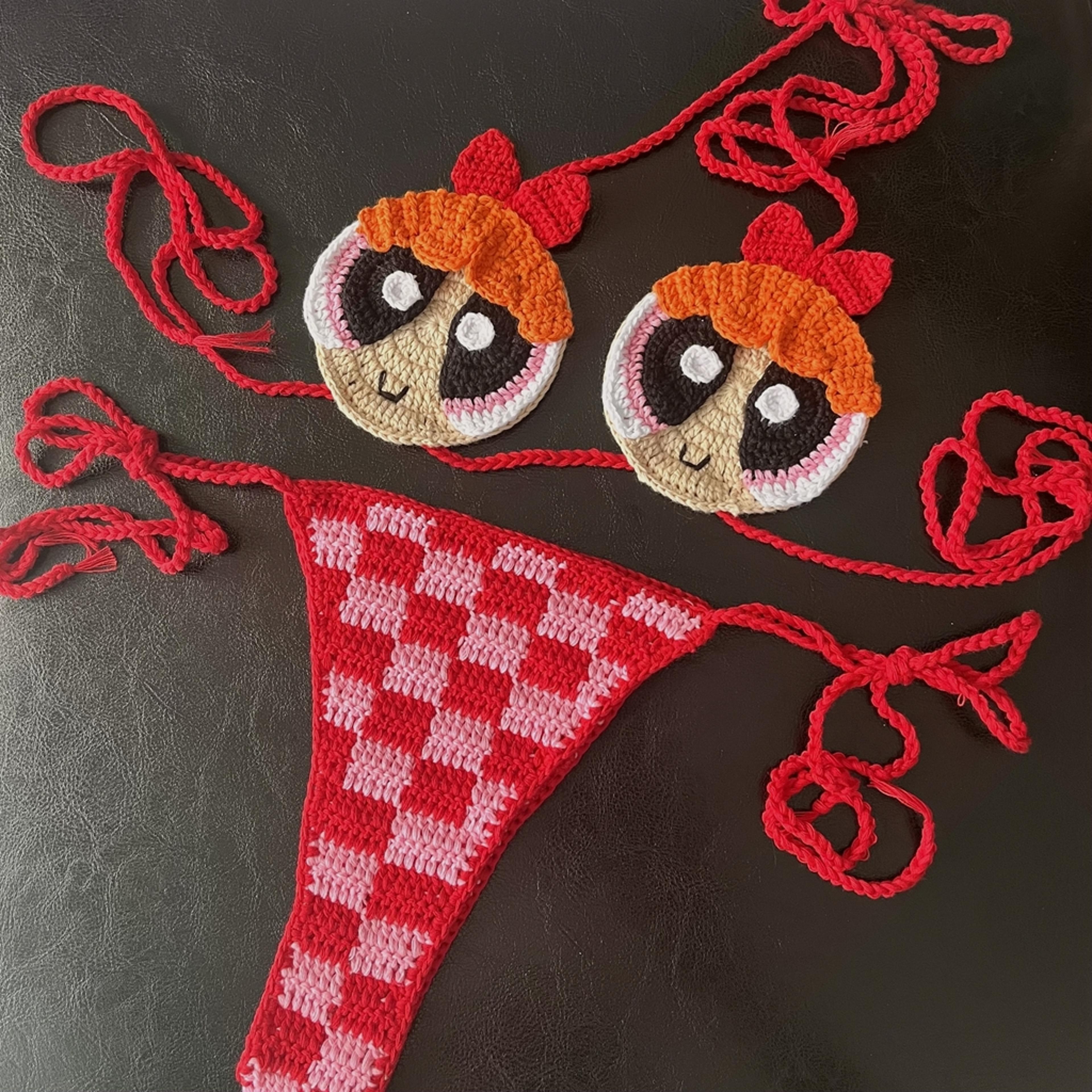 handmade crochet bikini set - sexy yellow micro string swimsuit & brazilian beachwear