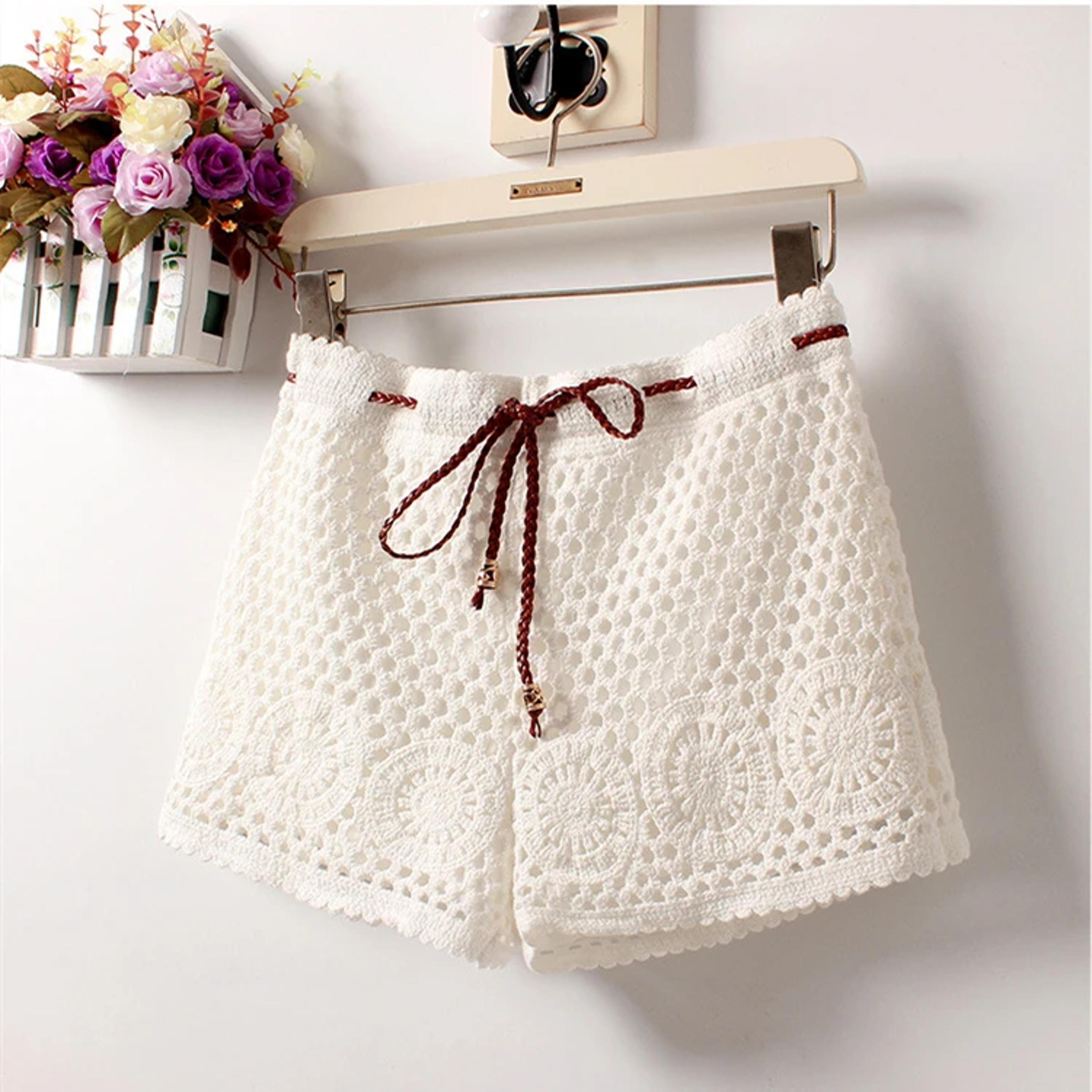 boho crochet summer beach shorts