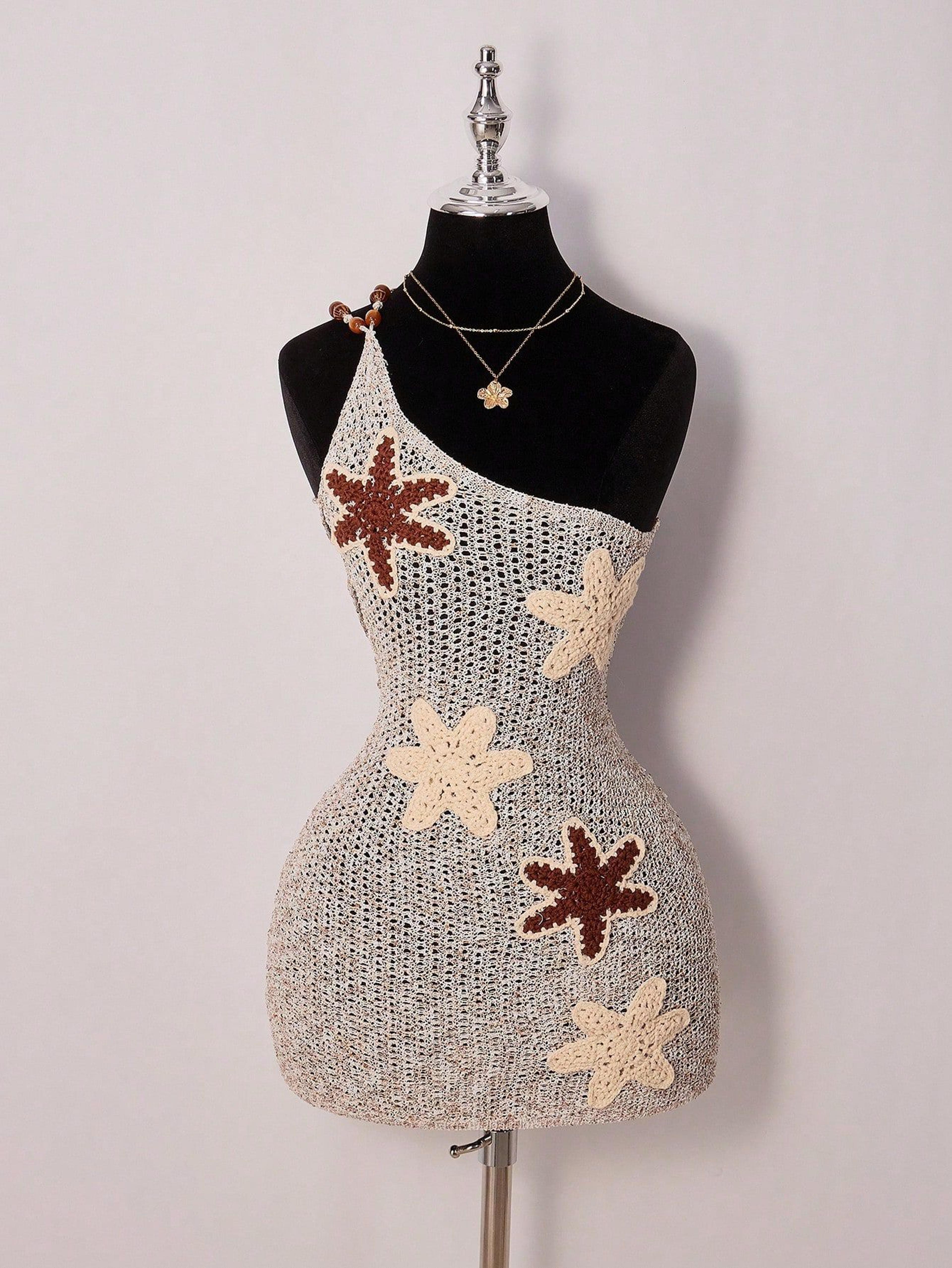 ocean breeze starfish crochet beach mini dress bodycon mesh vacation dress