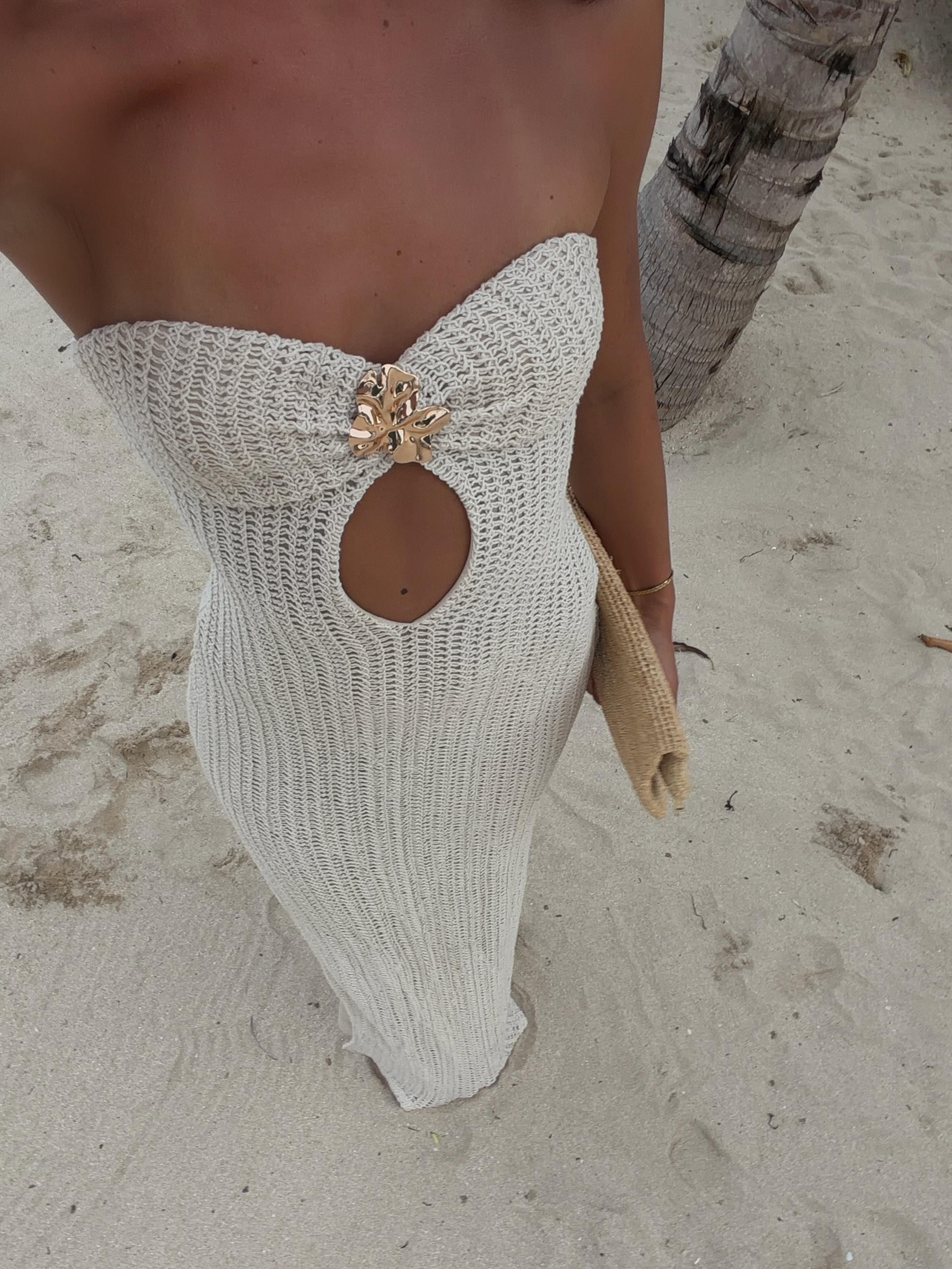 halter crochet halter maxi dress backless cut out summer dress for beach & evening party