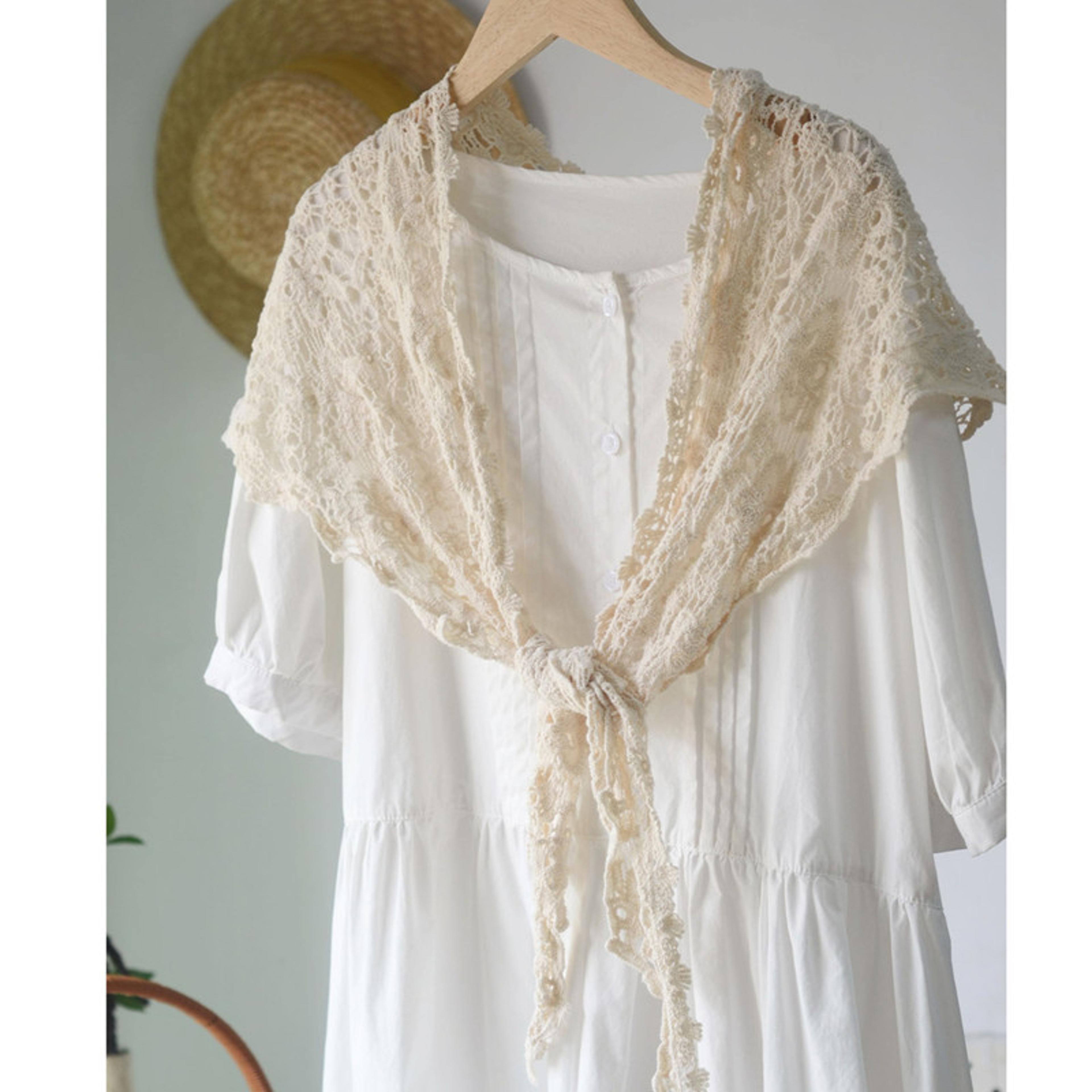 handmade crochet triangle cotton scarf versatile openwork shawl wrap