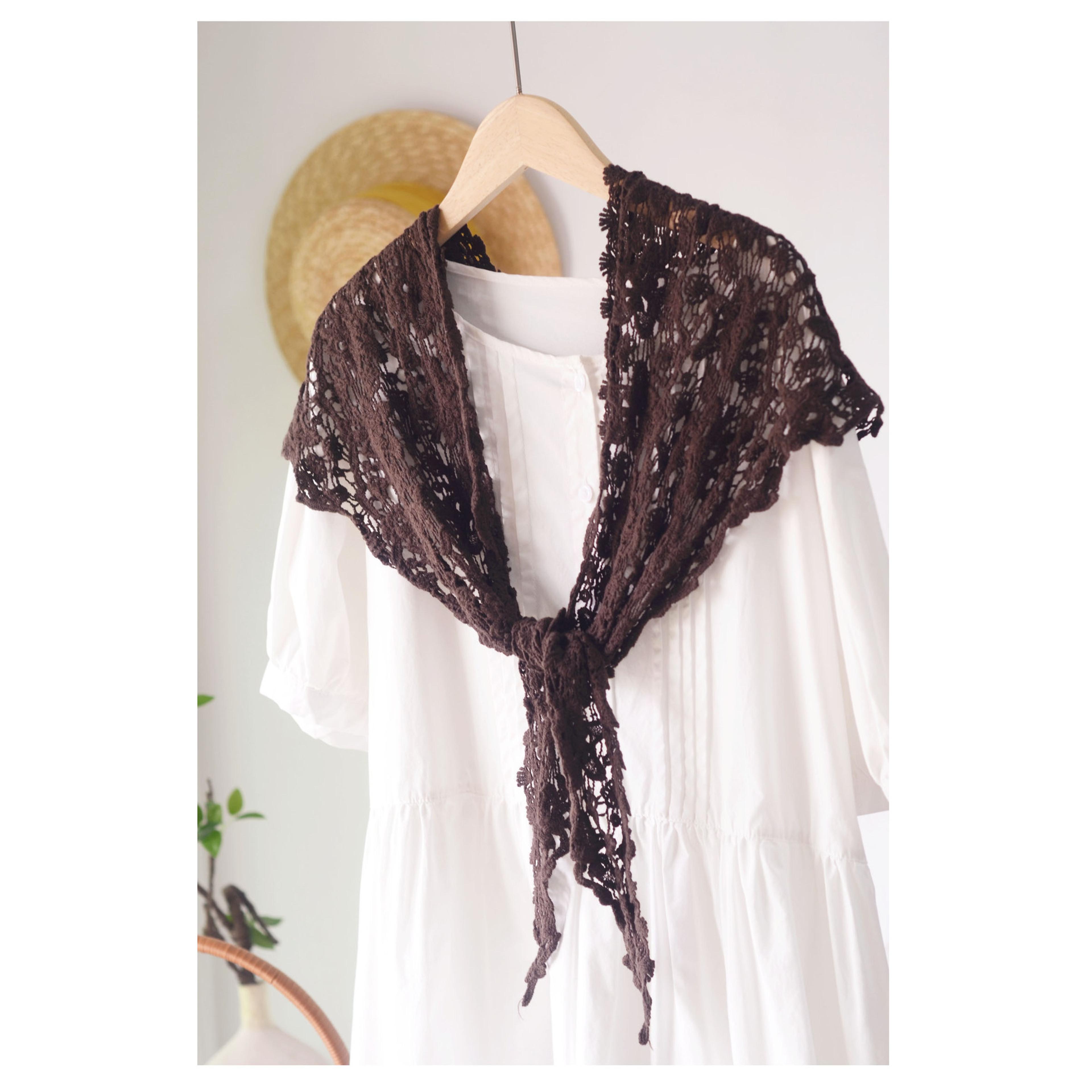 johnature cotton handmade crochet triangle scarf: versatile summer wrap & hollow knit shawl
