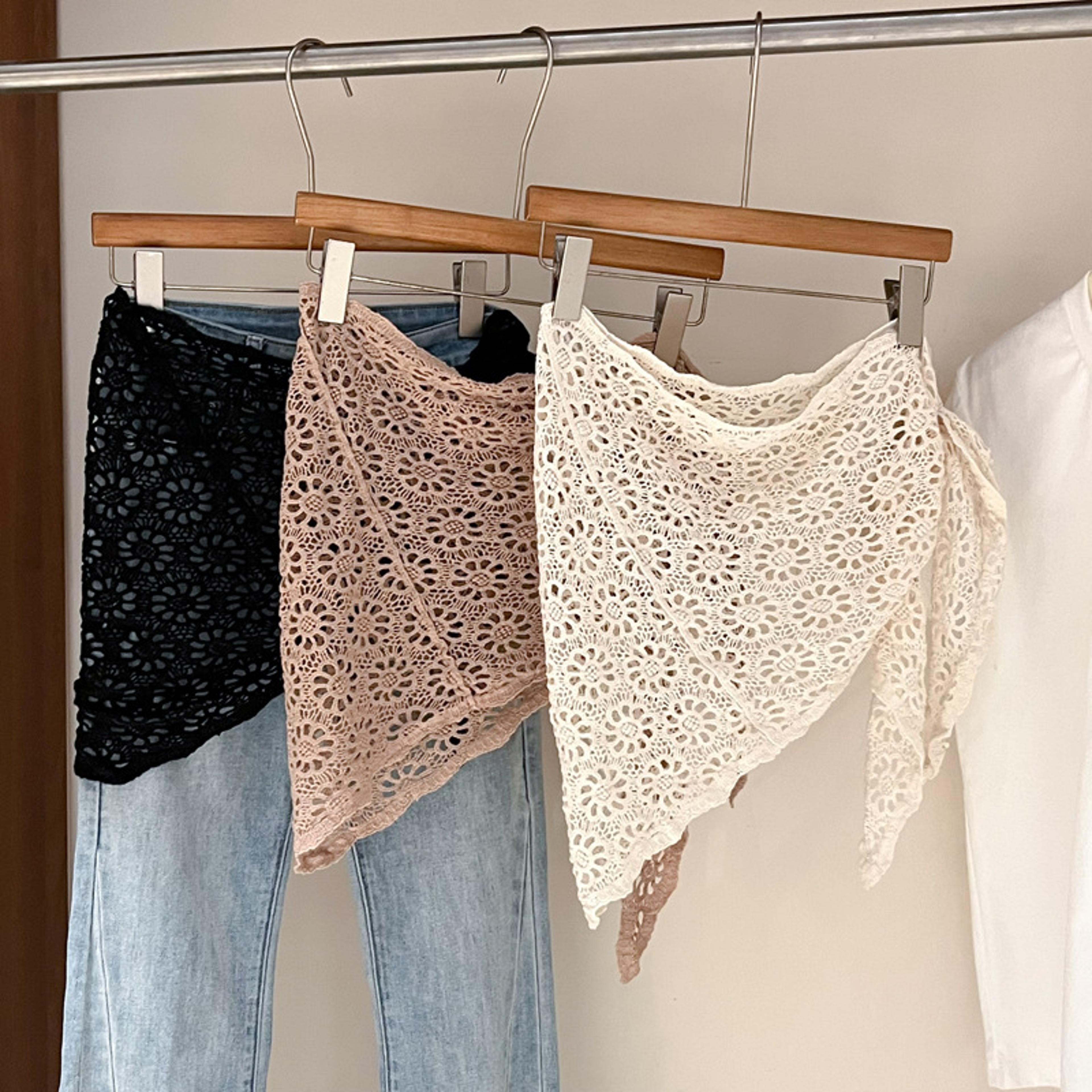 korean lace crochet scarf delicate sheer summer decorative shawl