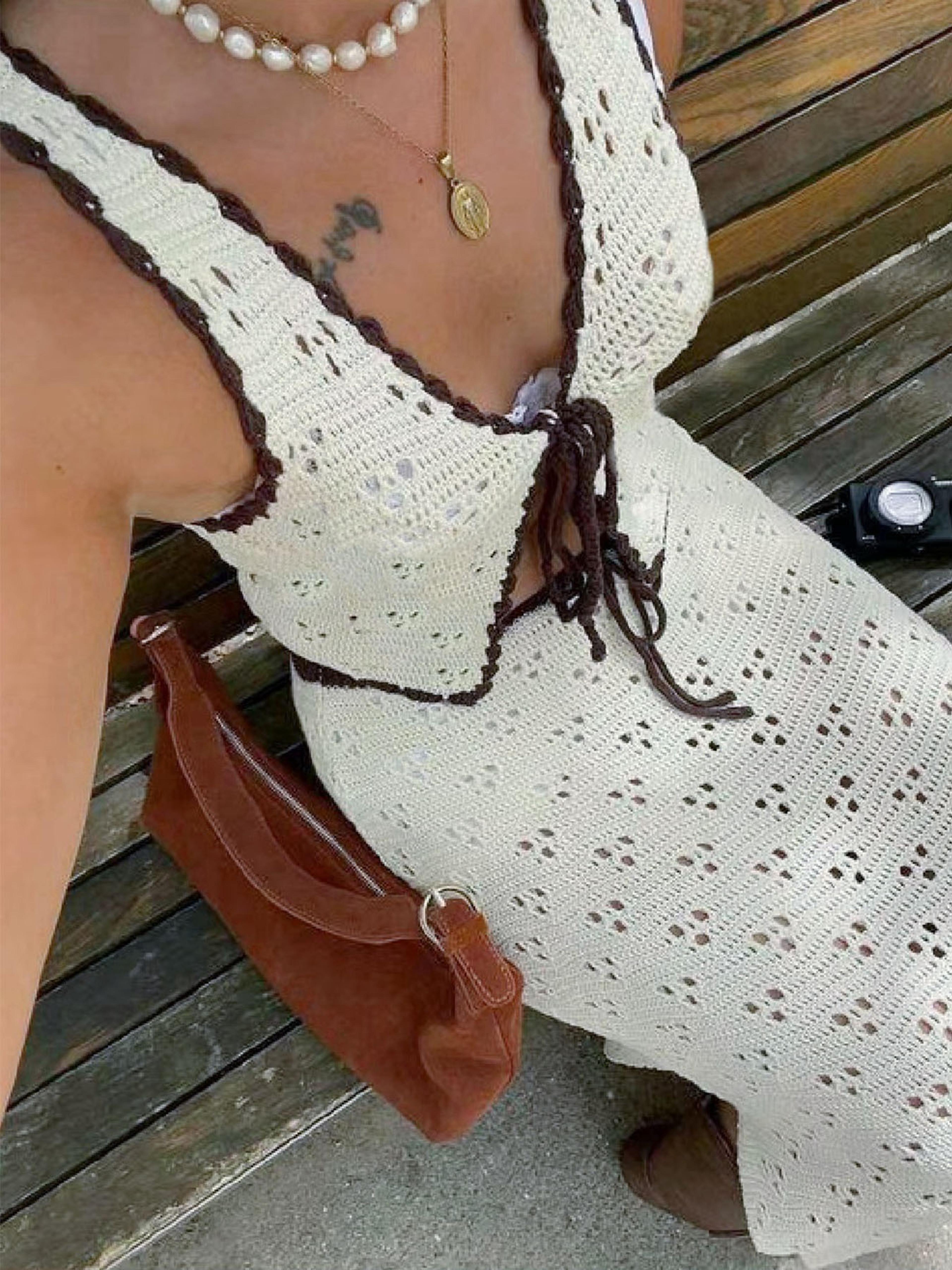 boho knit long skirt set with split color cardigan vest