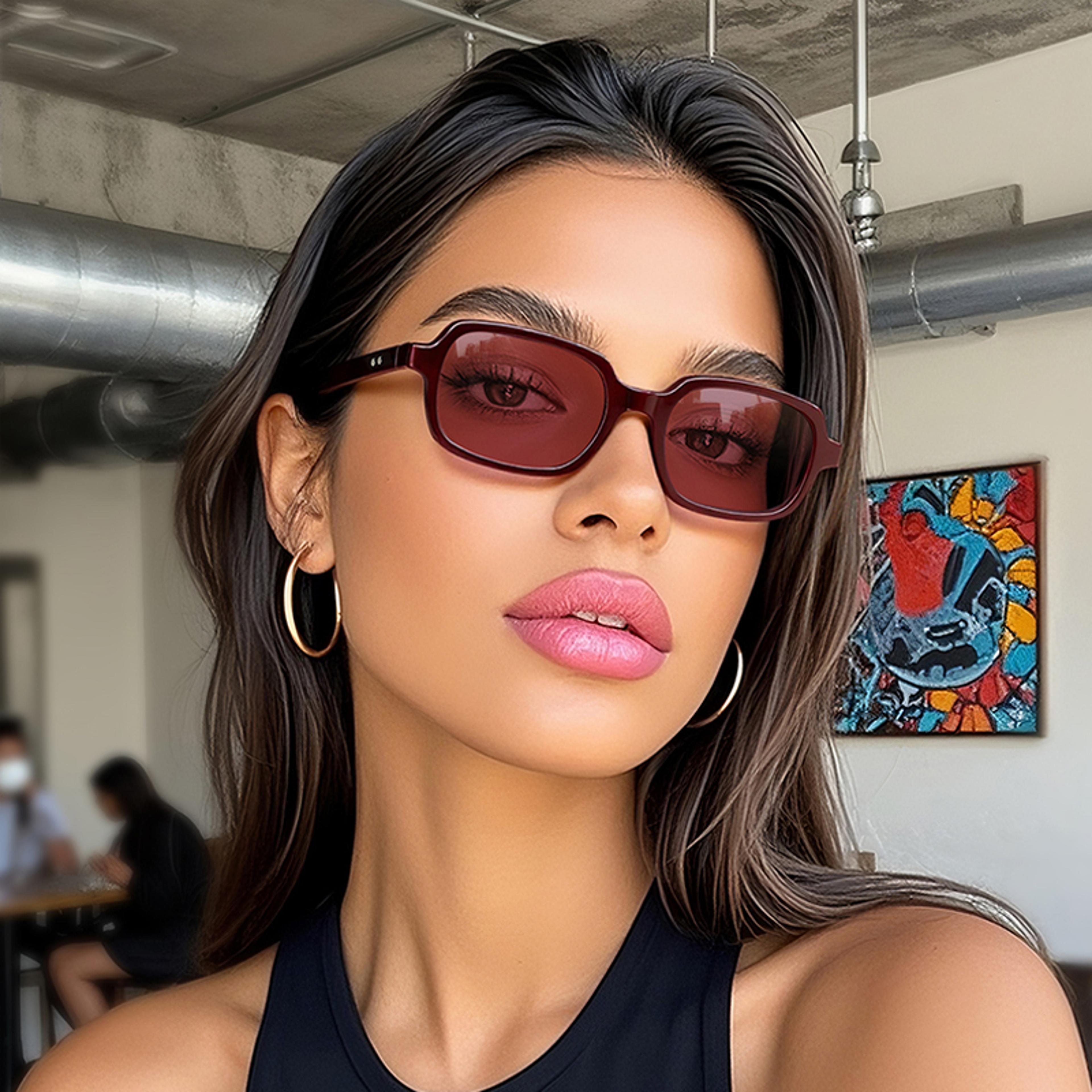 retro rivet narrow eyewear: vintage rectangle sunglasses with protection and leopard frame sunglasses design