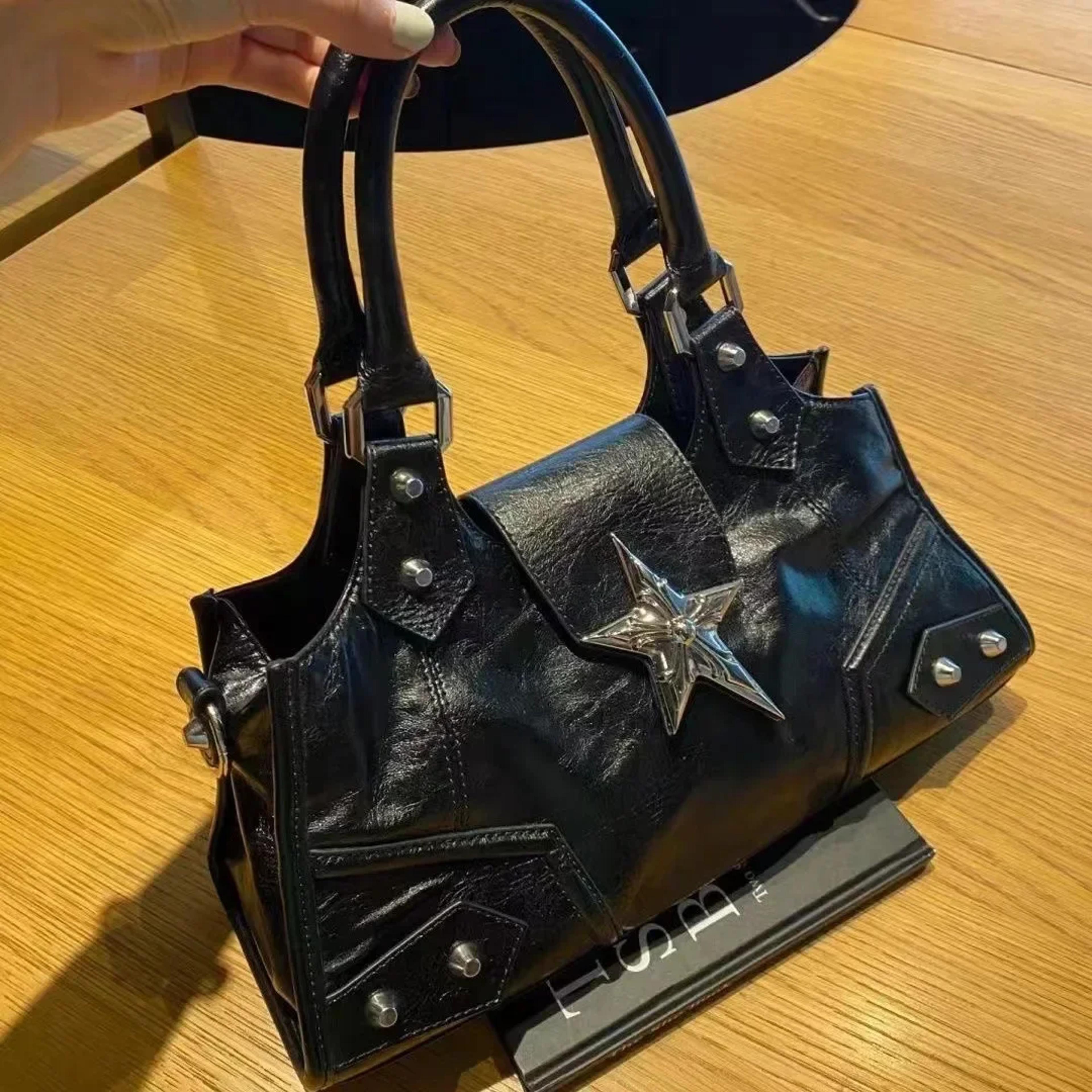 korean gothic star black shoulder bag – vintage fairy grunge punk goth purse