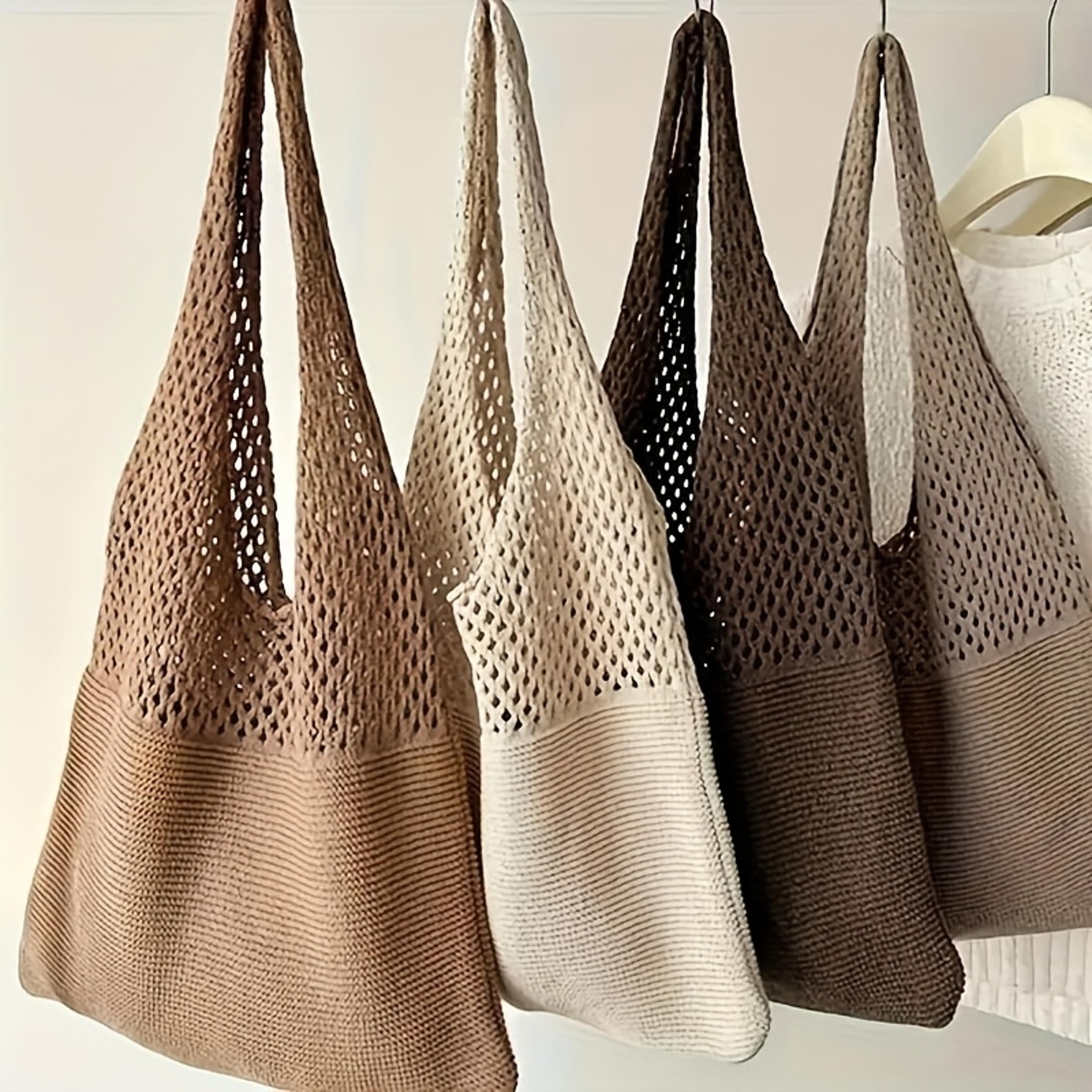 aura knitted summer beach tote large capacity casual hollow woven shoulder bag