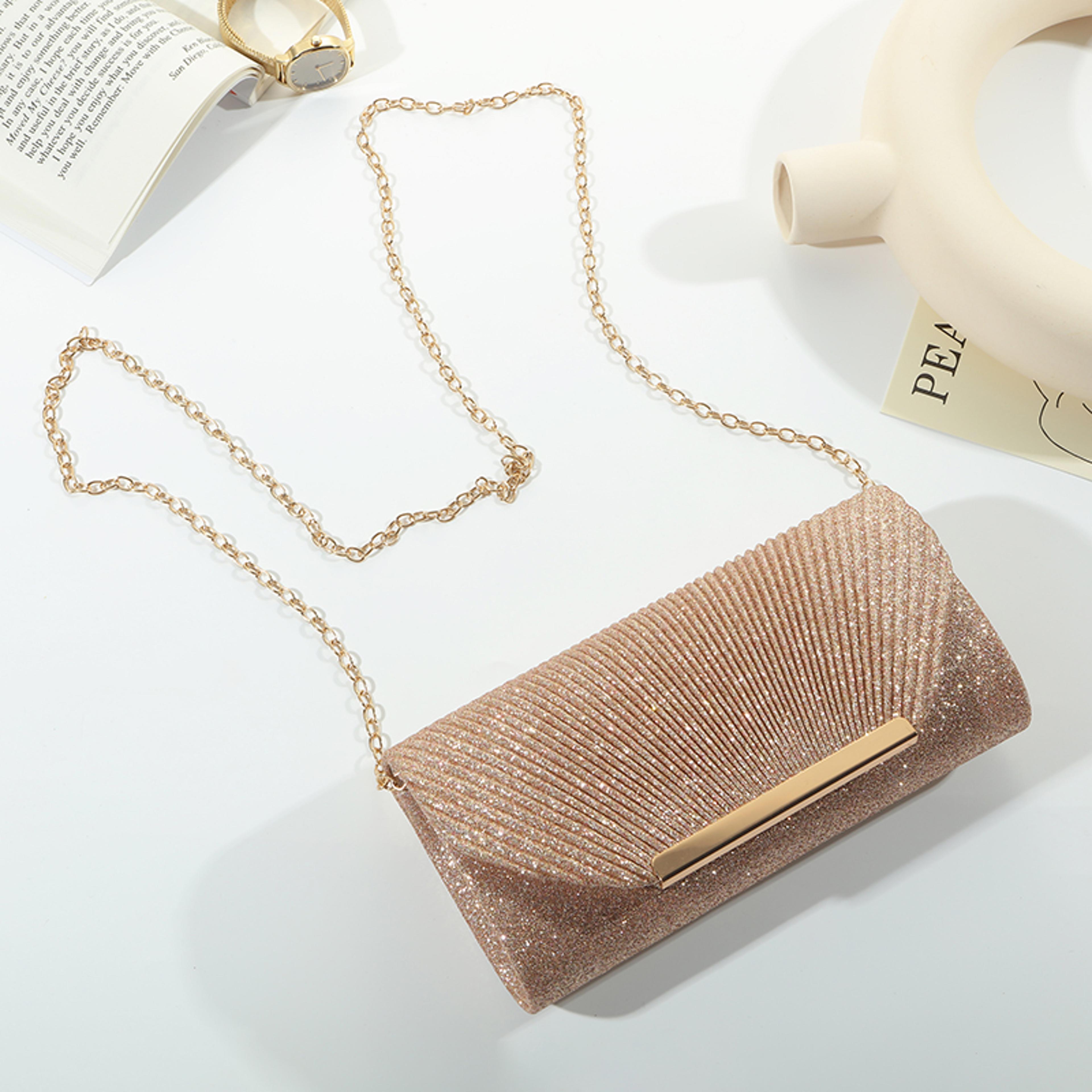 elegant evening clutch and formal evening handbag with detachable chain for brides and bridesmaids