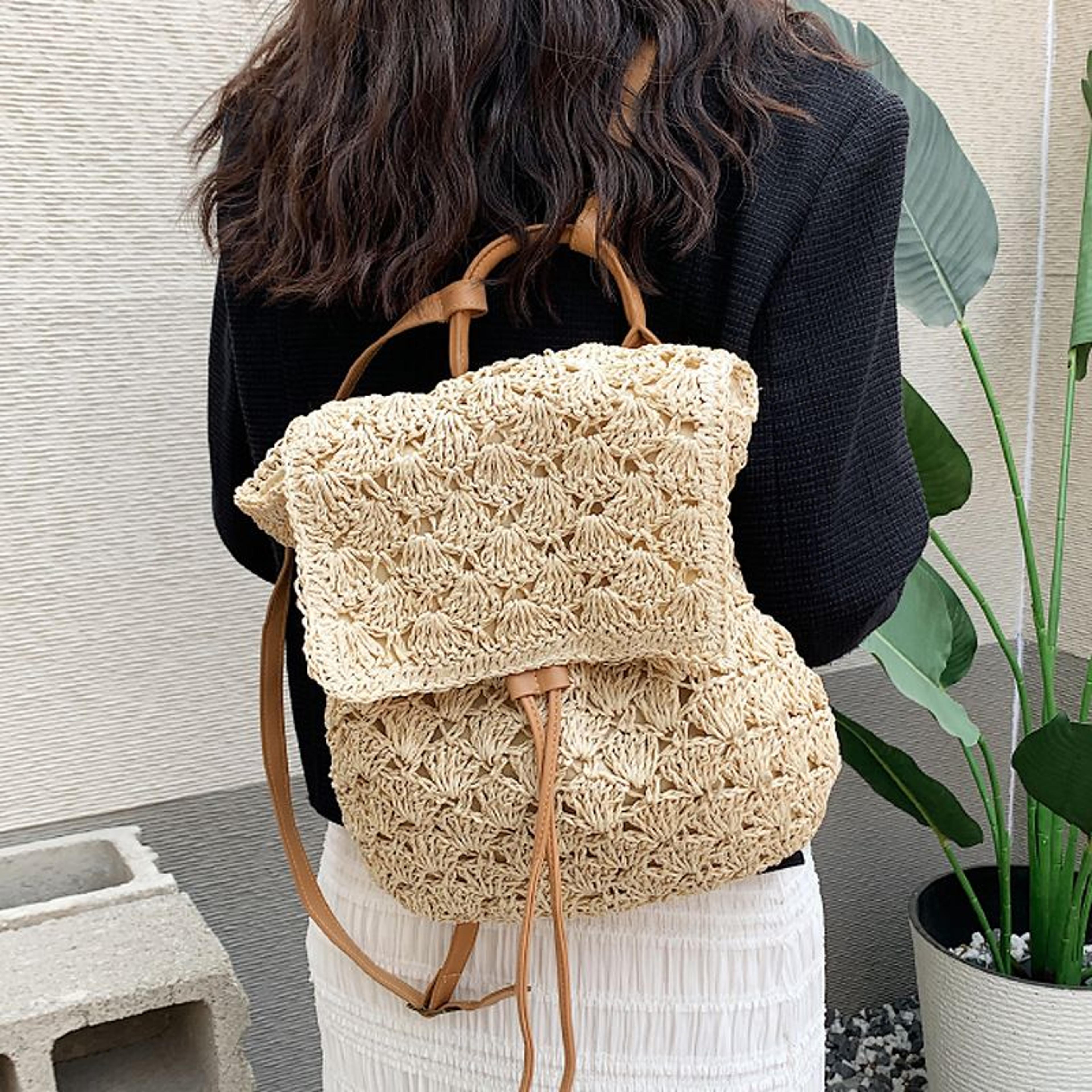 straw backpack for women