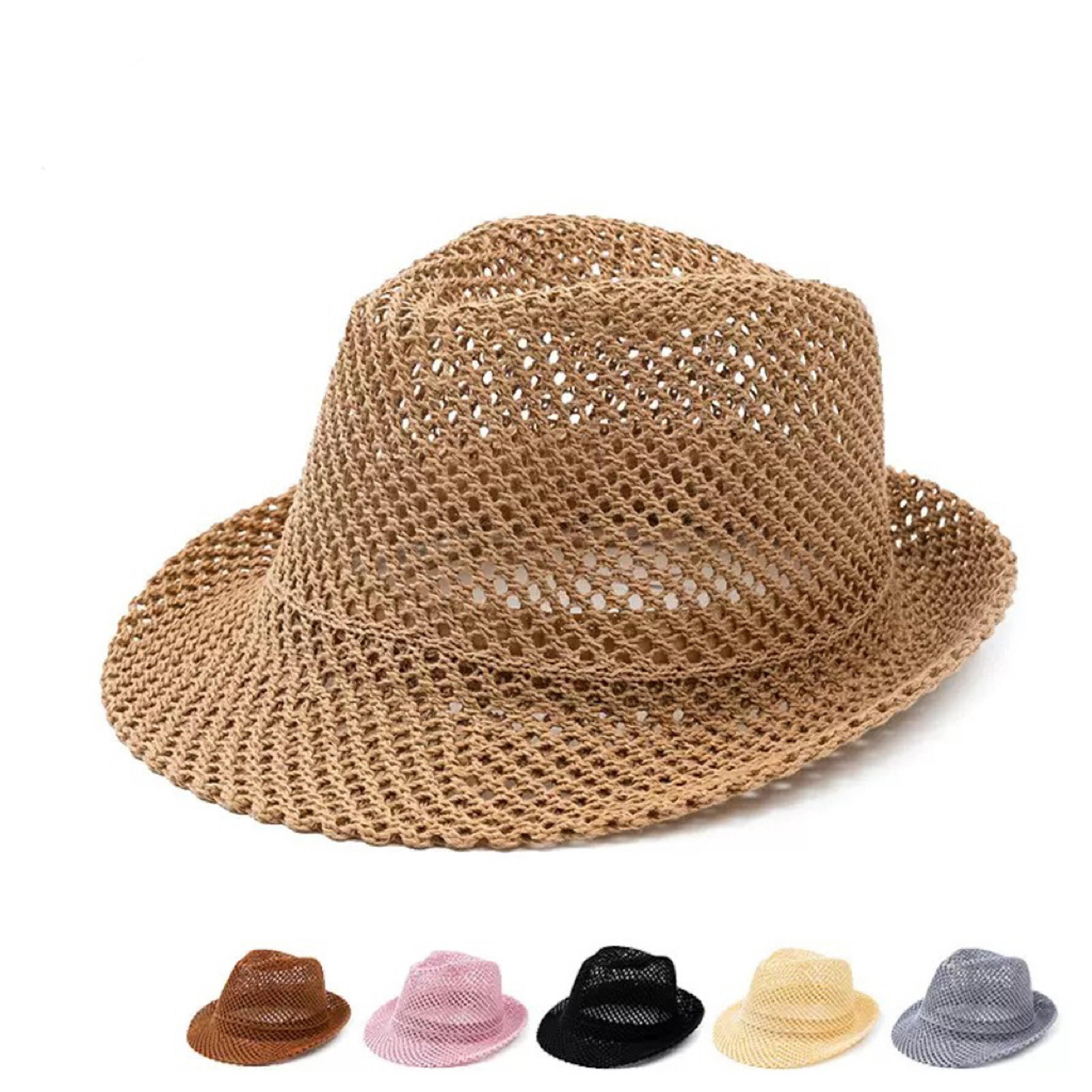 british retro breathable straw fedora – men's summer sun protection jazz hat