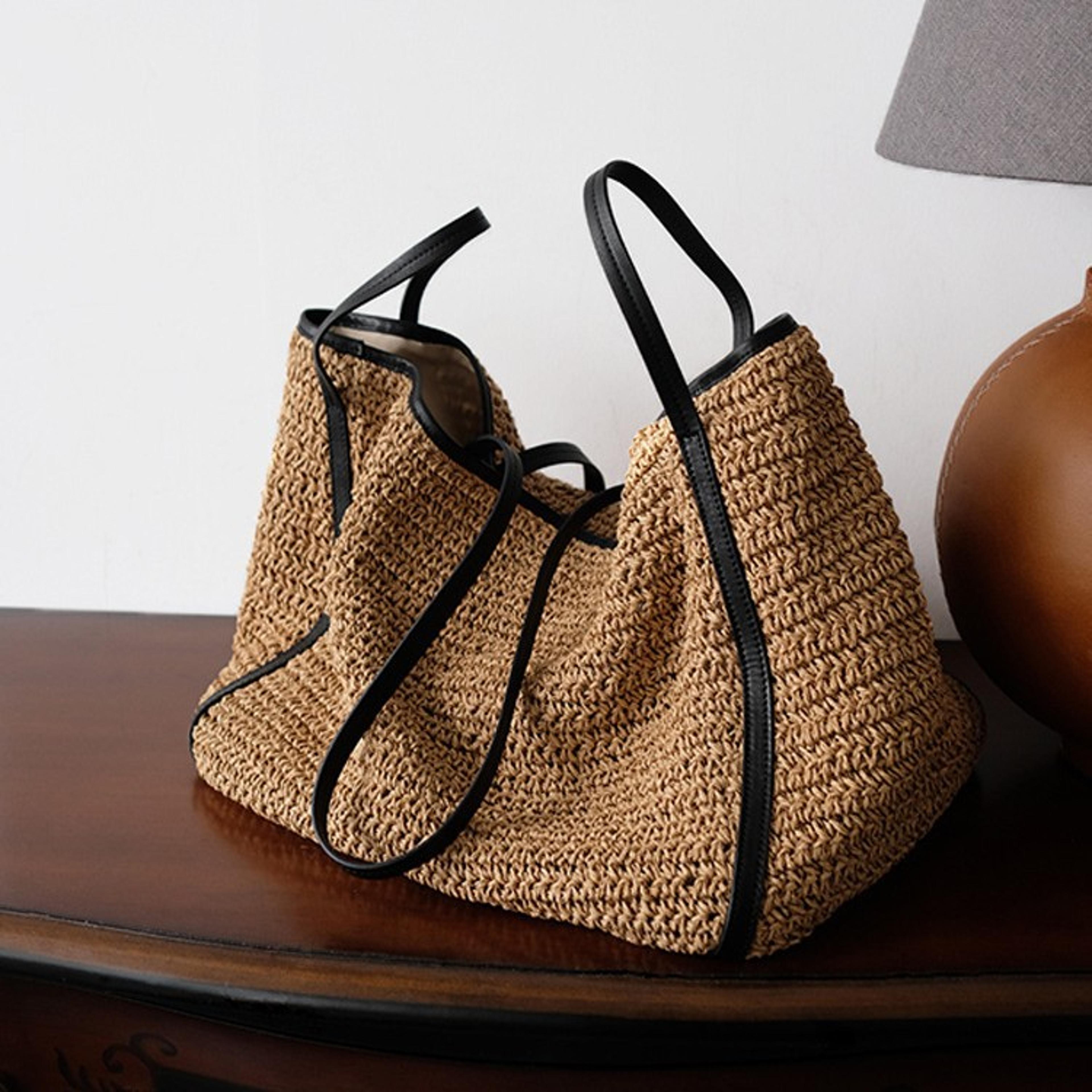 korean vintage woolen large tote bag - elegant top-handle shoulder purse