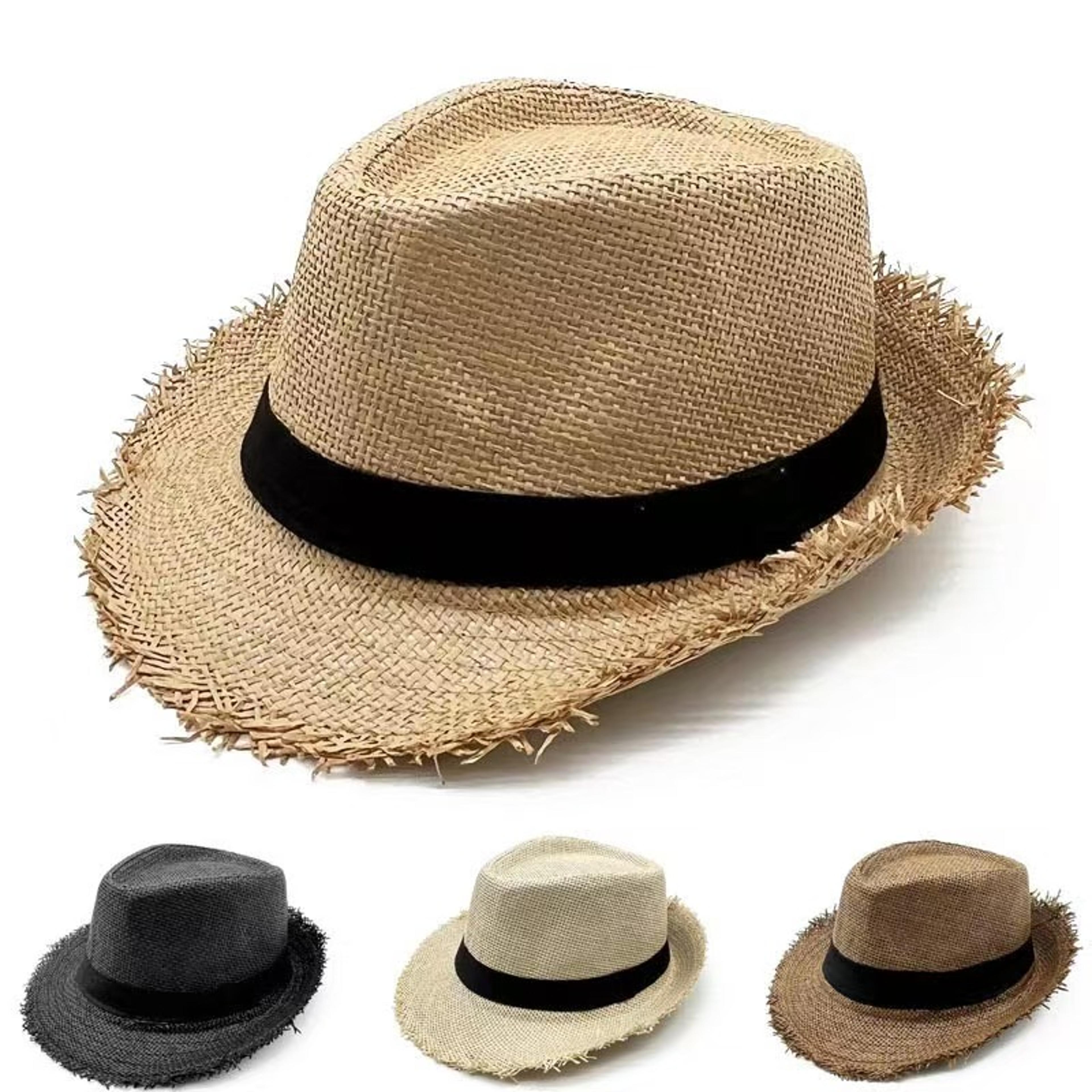 unisex breathable straw sun hat: wide brim cowboy jazz hat for summer beach fashion and sun protection