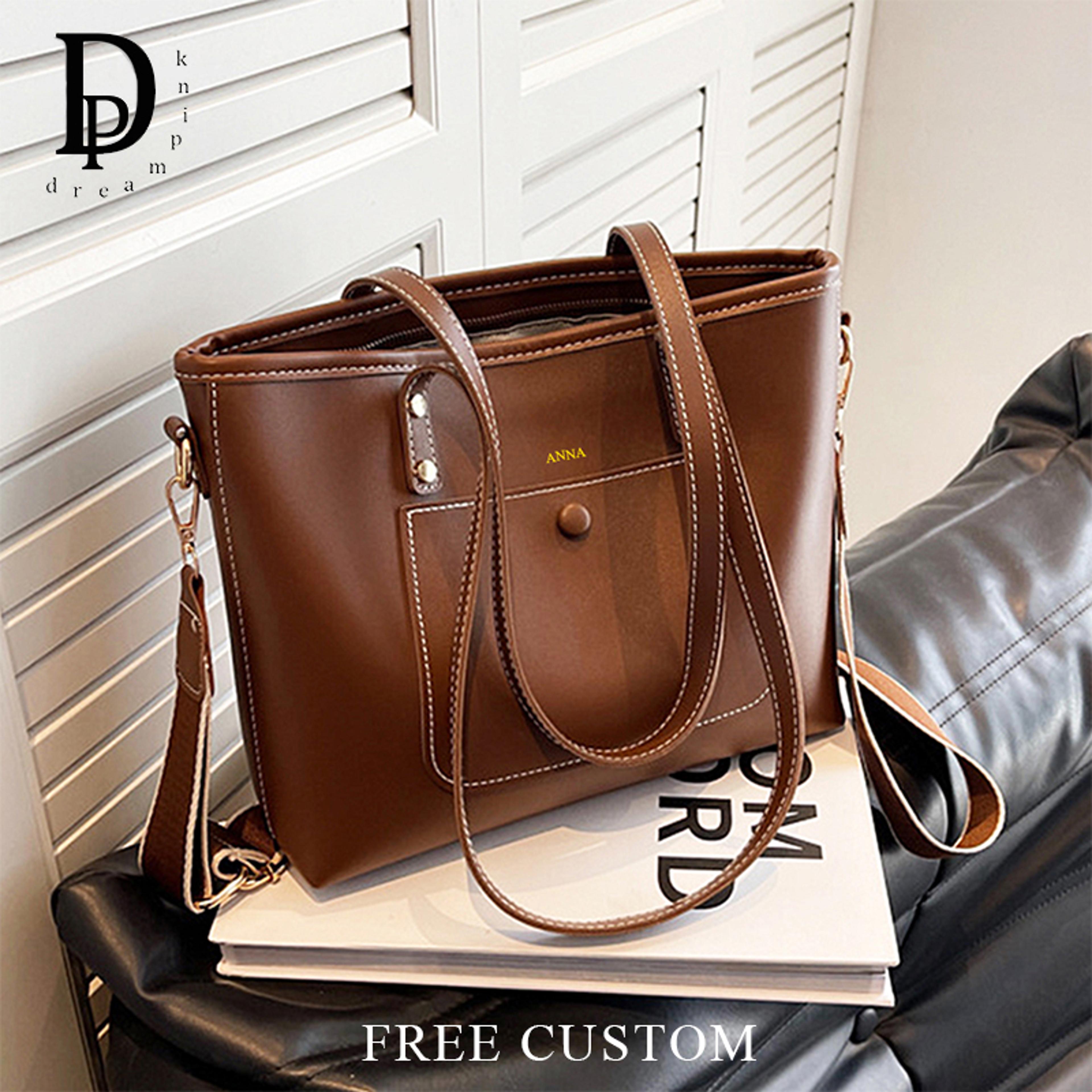 large capacity leather laptop tote bag – professional business handbag for women