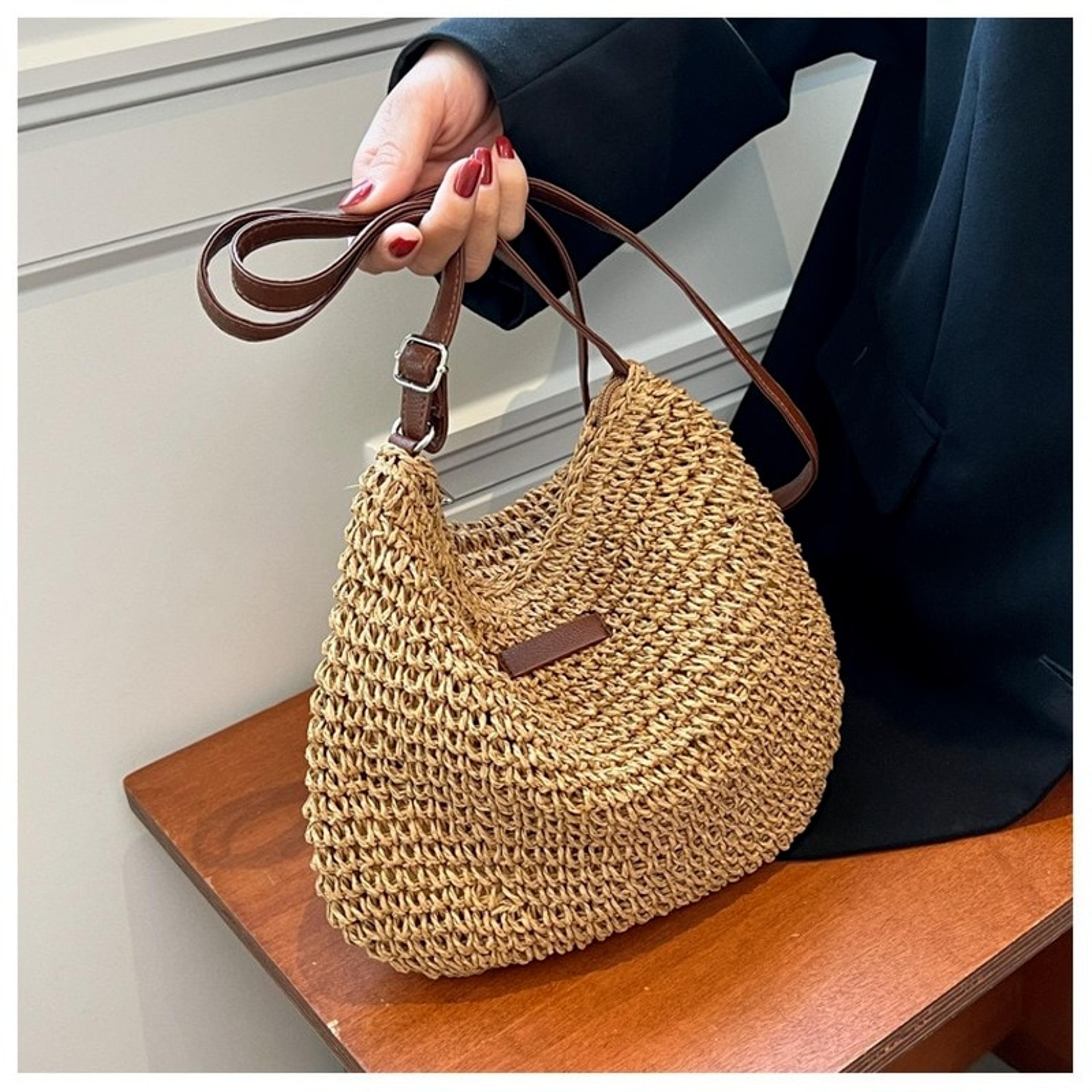 summer straw crossbody bag woven beach handbag for women boho chic purse