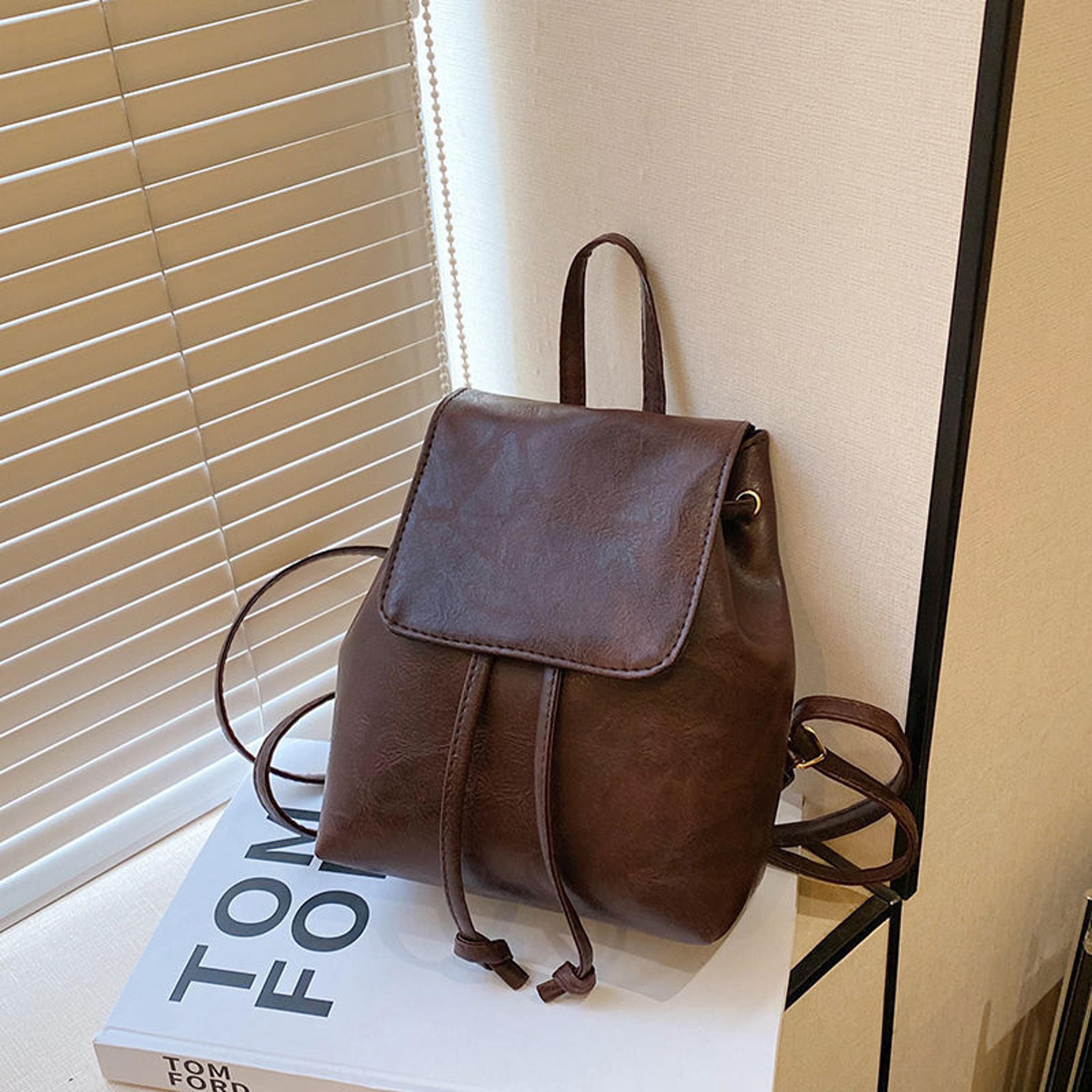 vintage pu leather women backpack – stylish casual rucksack & travel school bag