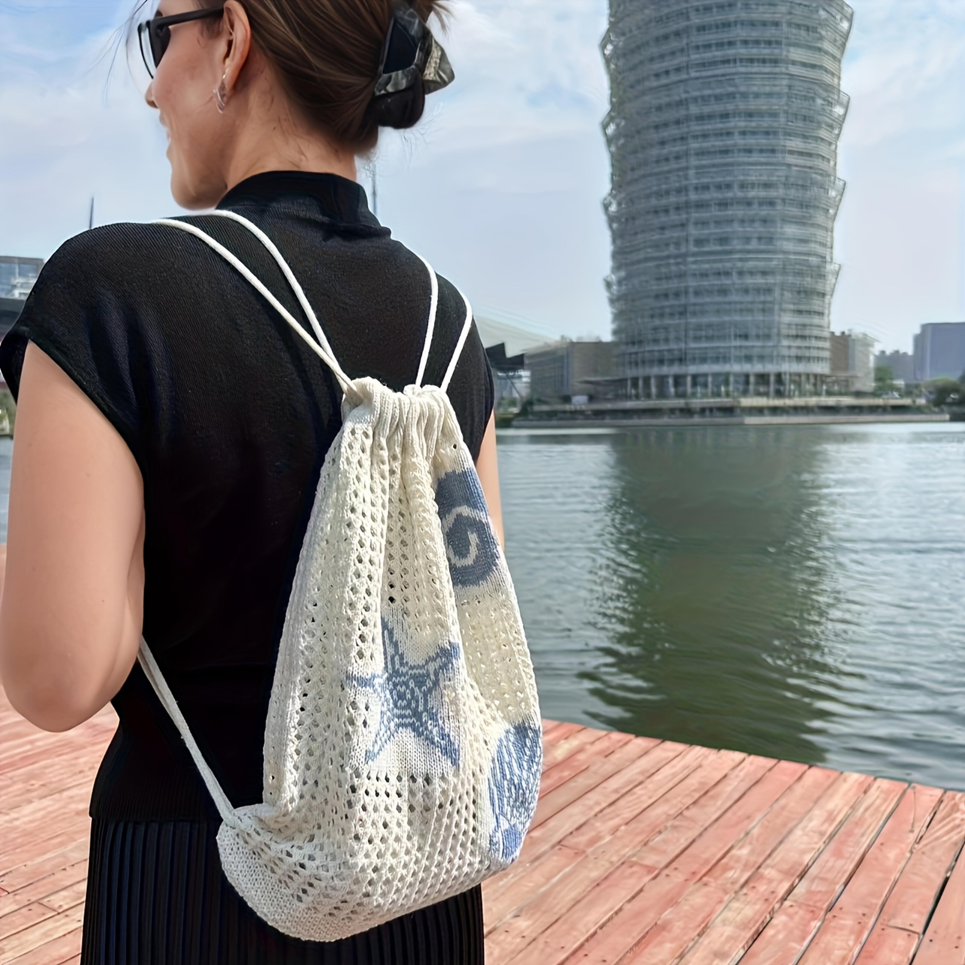 coastal charm mesh beach tote and backpack with shell accents