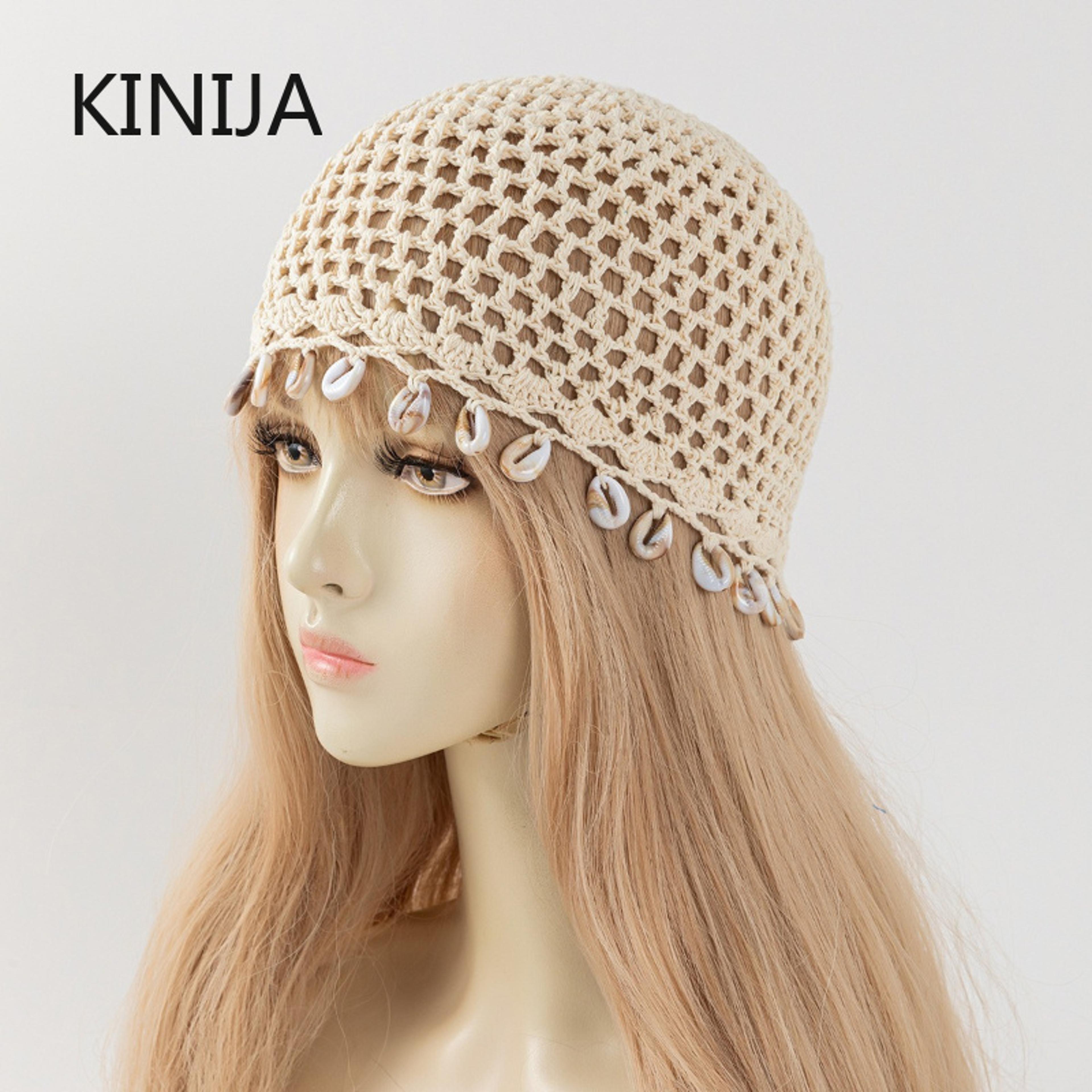 handmade cotton crochet beanie hat breathable boho summer cap
