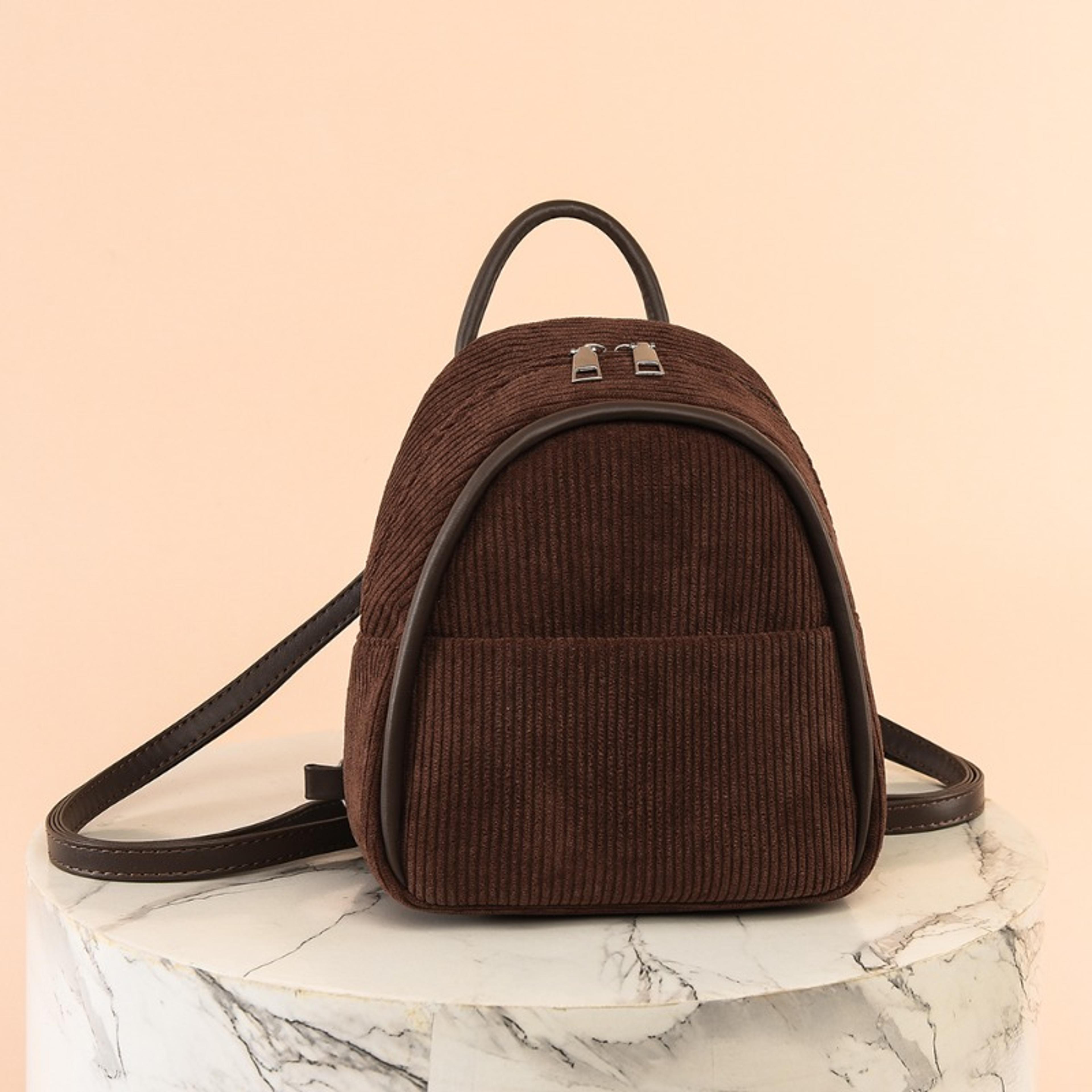 soft corduroy large capacity backpack for school and travel