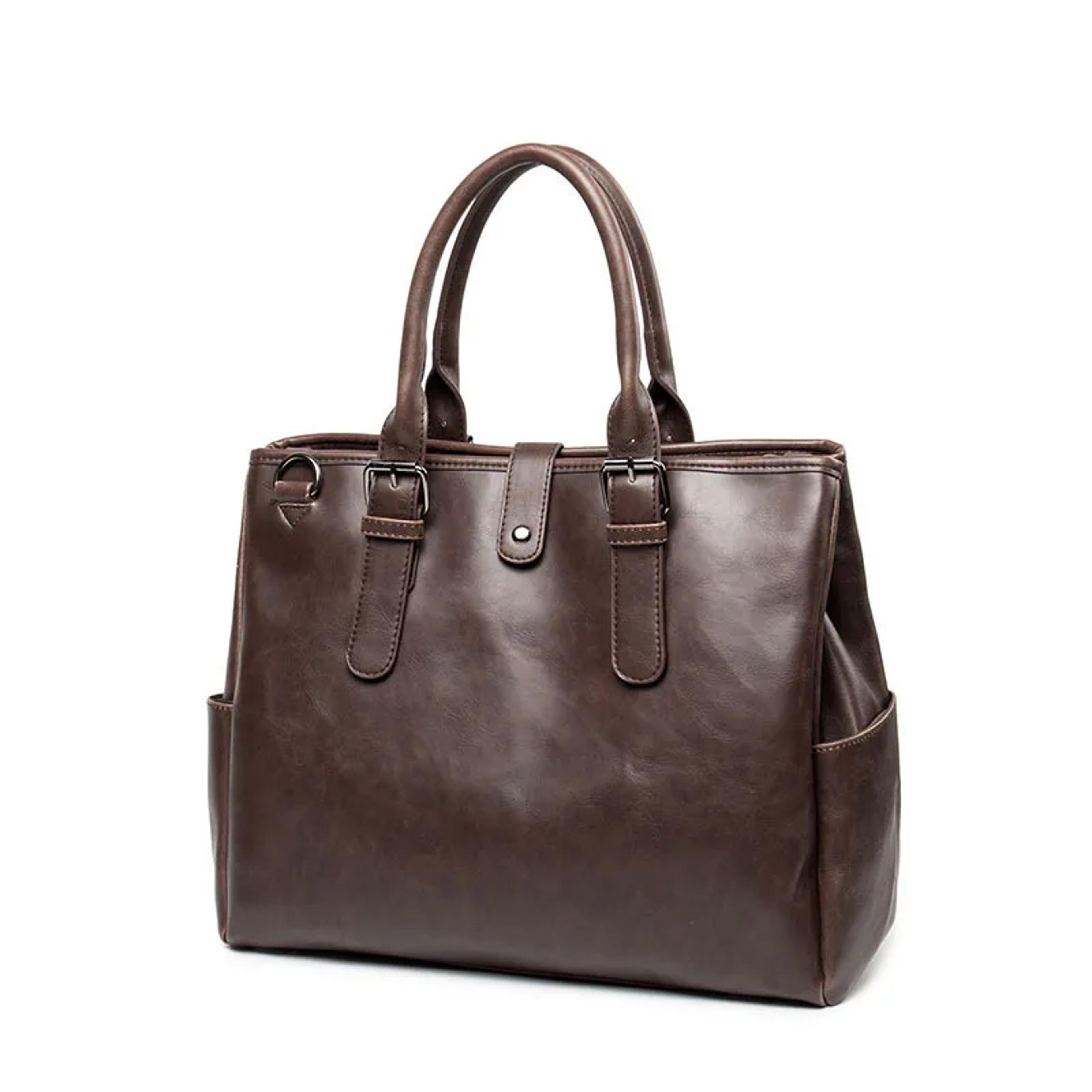 vintage mens leather briefcase & laptop crossbody bag large capacity business travel messenger
