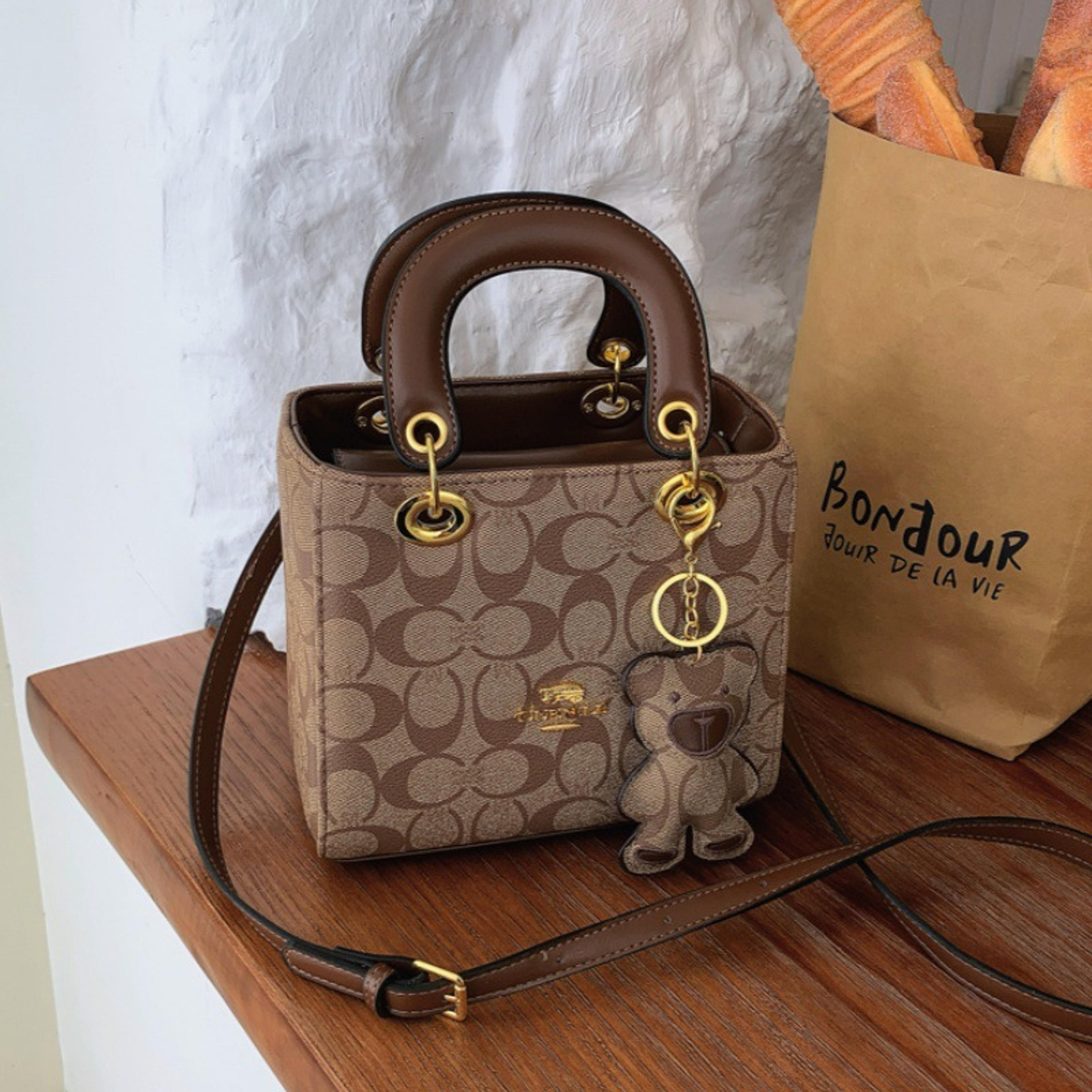 vintage classic monogram tote bag with bear charm