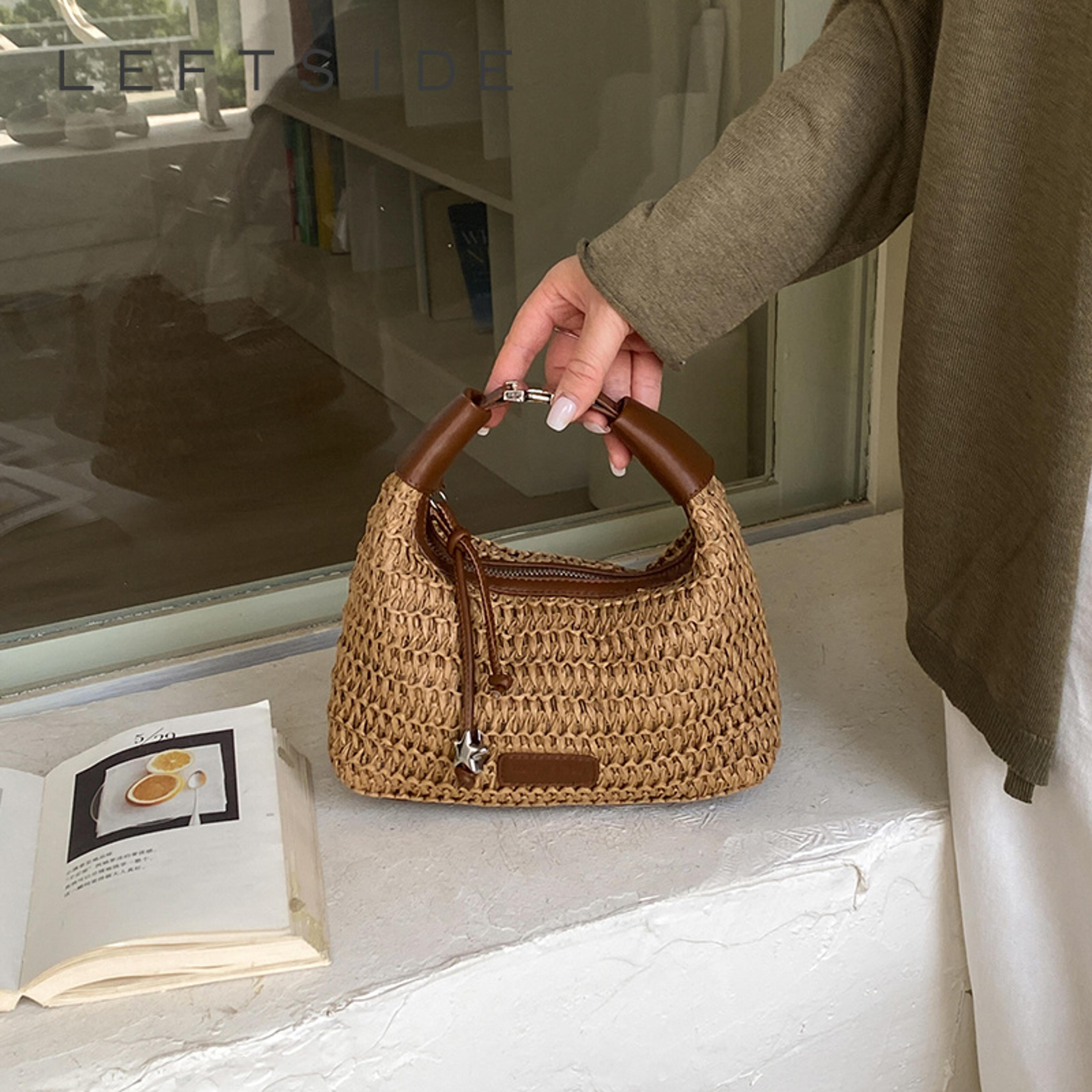 elegant woven straw crossbody bag small boho shoulder purse for summer fashion