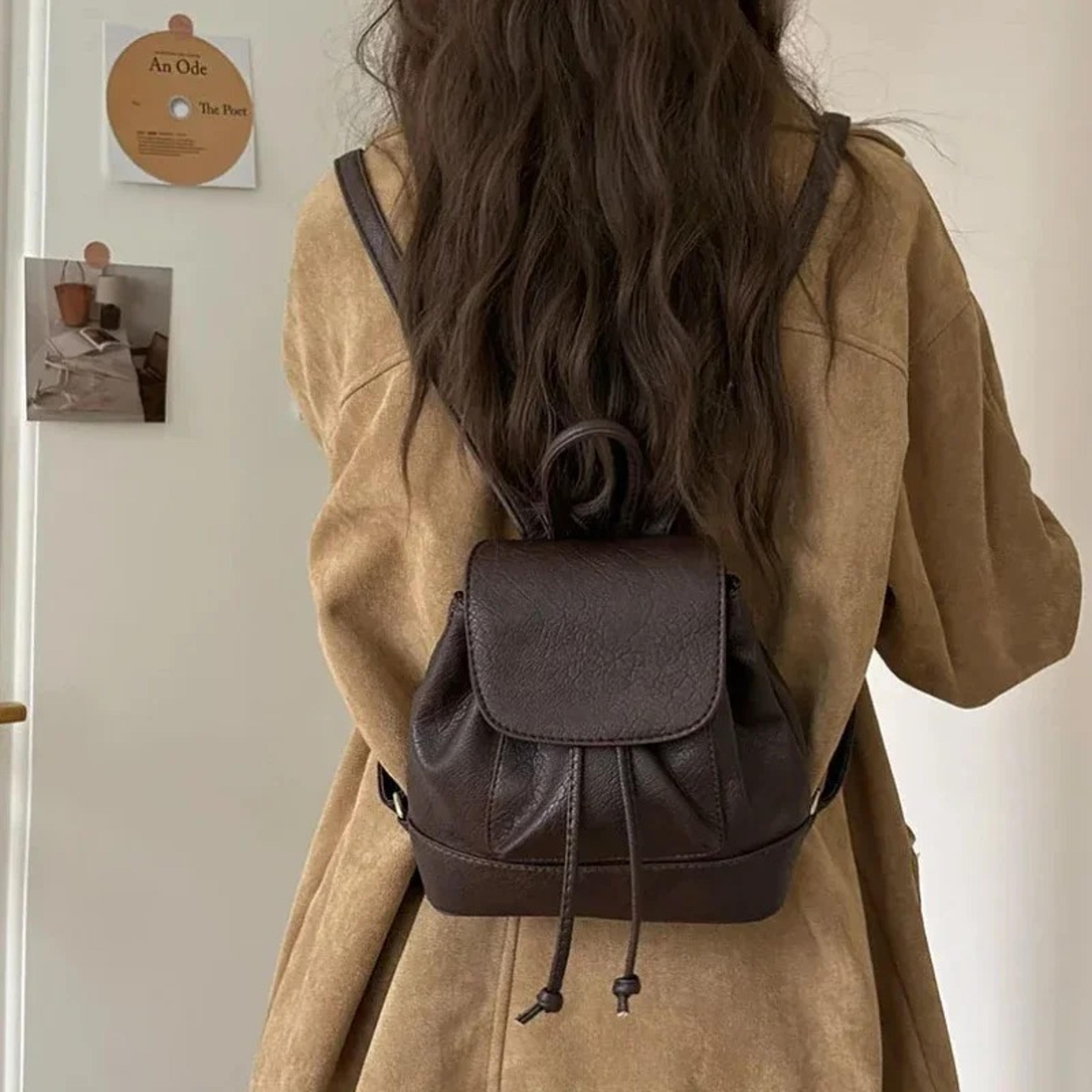 cute pu leather small fashion backpack for women and college students